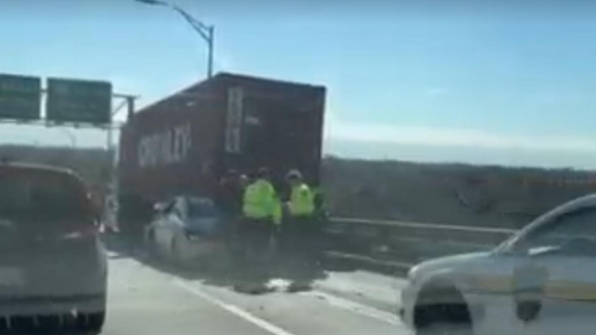 A car and semi-truck collided Friday morning on the Hart Bridge with JFRD responding.