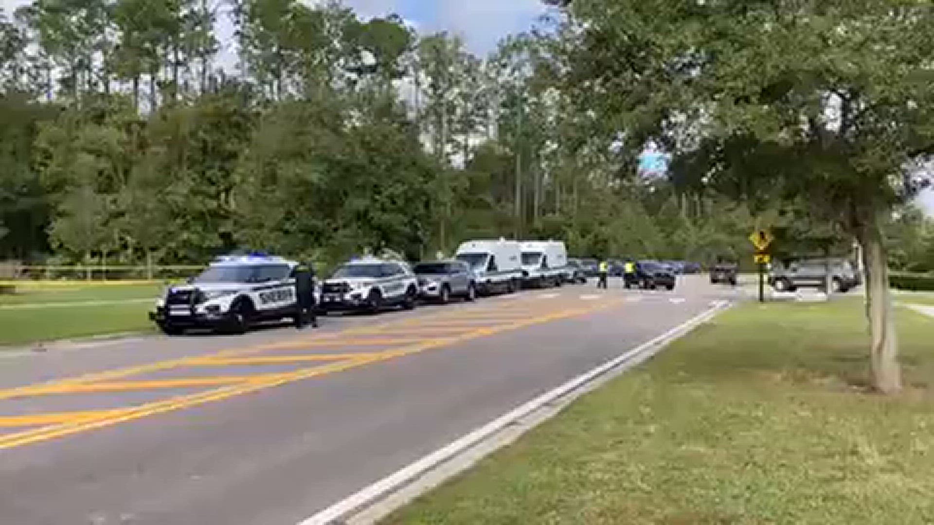 A shooting at Davis Park in Nocatee Saturday morning has caused one person to be flown by helicopter from the park in critical condition.
Credit: Atyia Collins