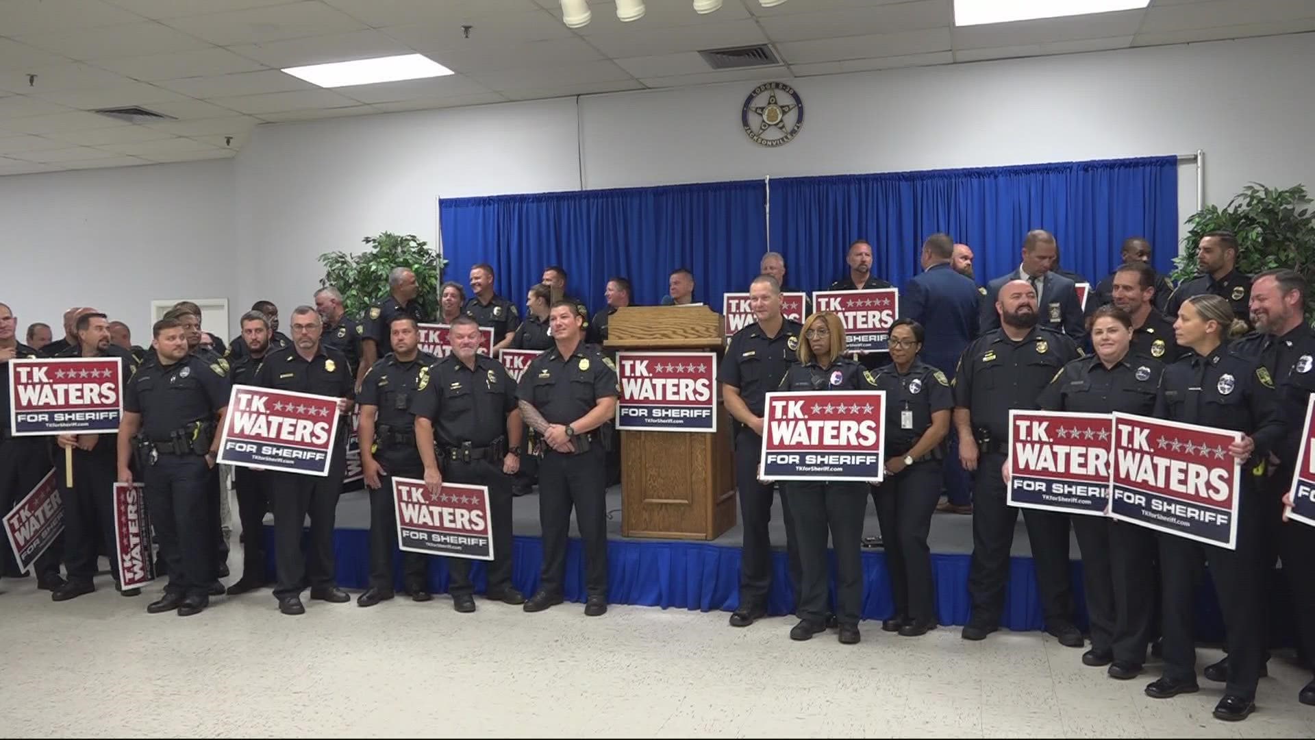 Waters was endorsed by former officer Ken Jefferson, who was previously running for sheriff.