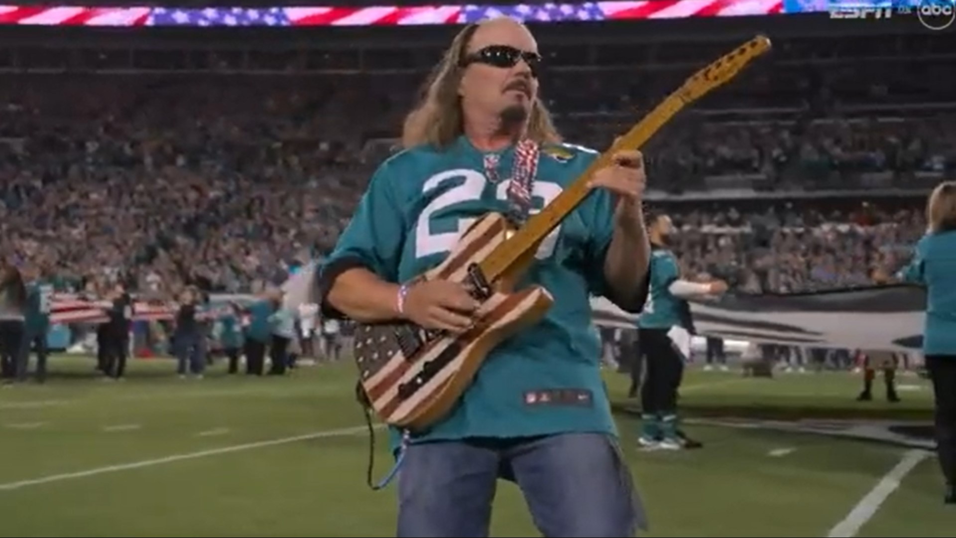 Florida man crushes Star Spangled Banner guitar solo at Jacksonville  Jaguars, Tennessee Titans game