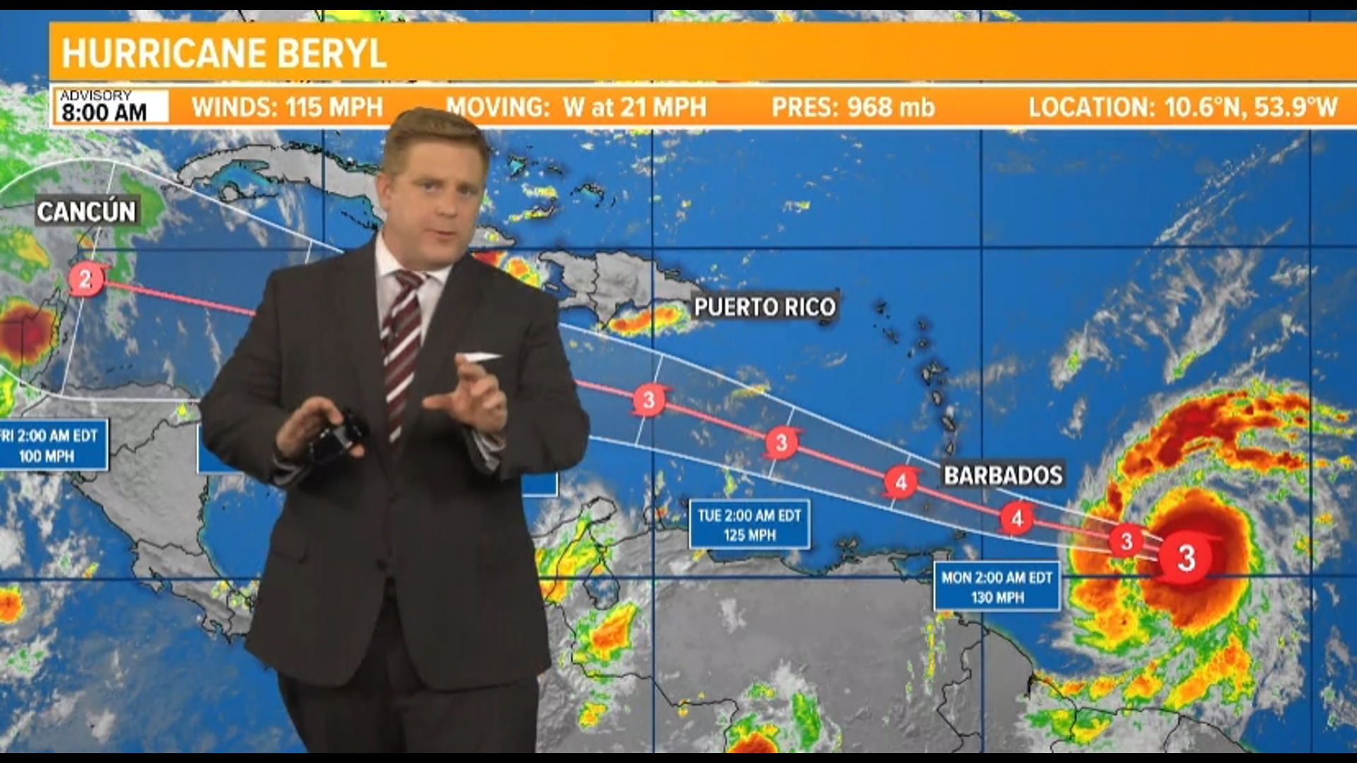 A look at Hurricane Beryl as it strengthens in the Atlantic