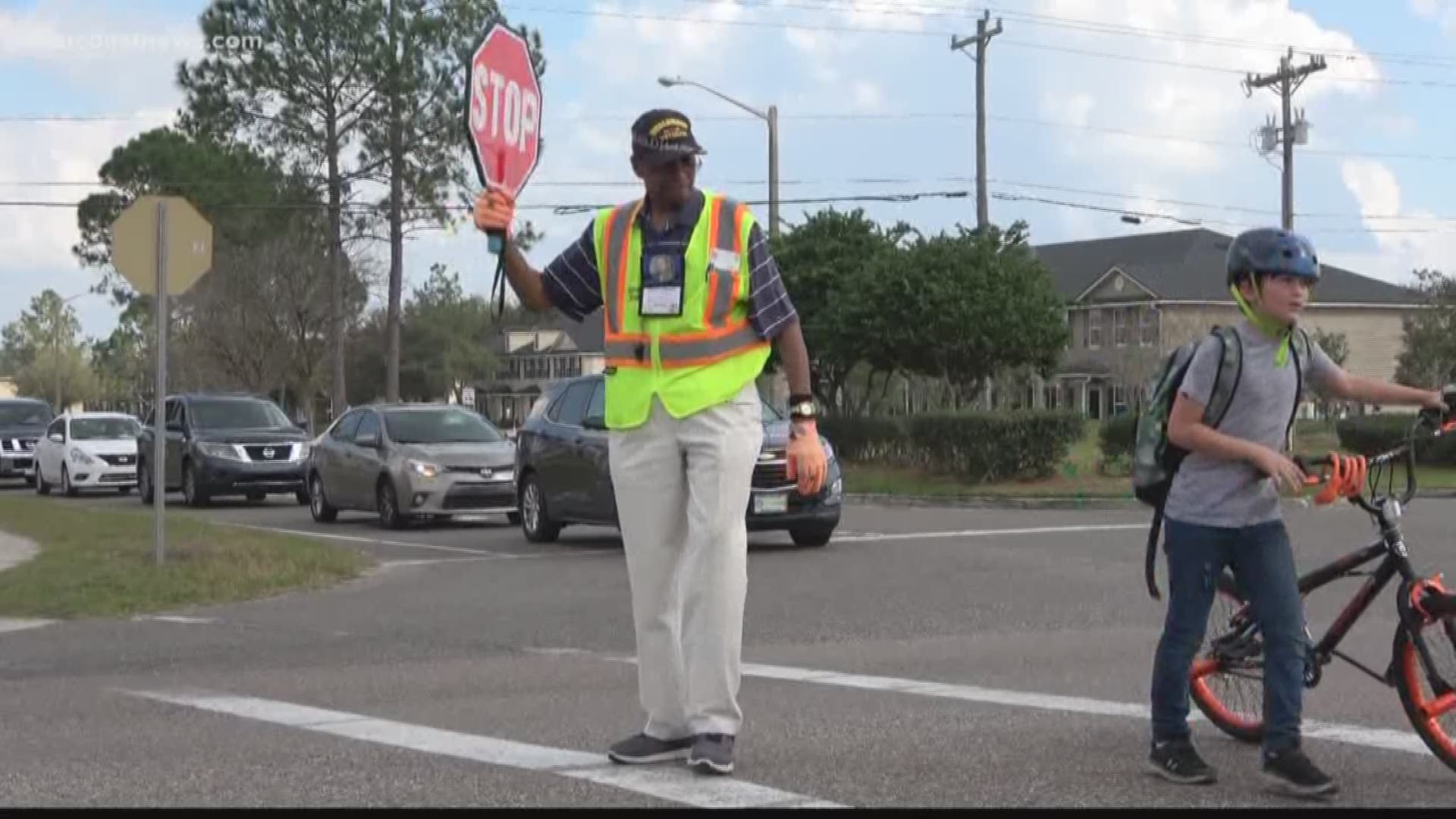 The students at Argyle Elementary School wanted to recognize the birthday of a special school crossing guard.