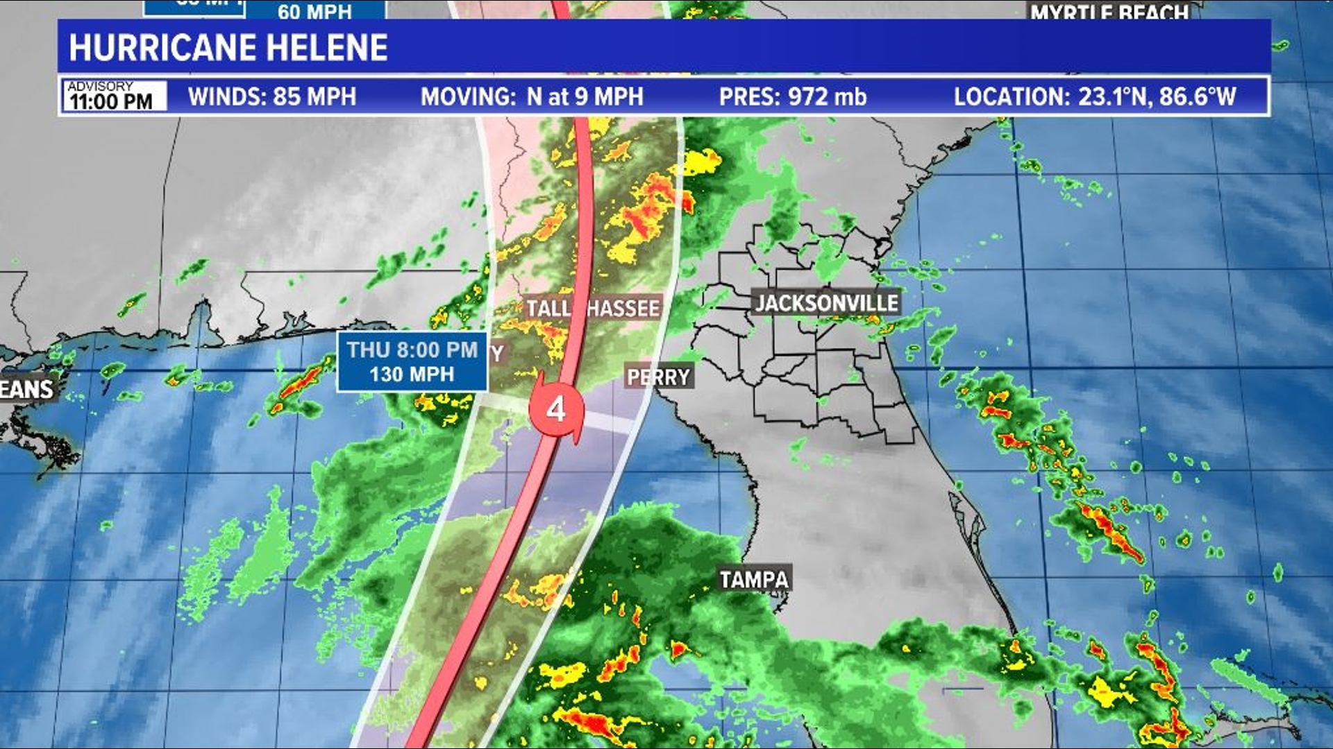 Live Hurricane Helene landfall time, forecast for Northeast Florida