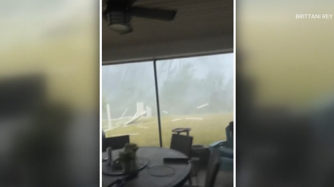 Video shows straight-line wind gusts tear apart fence in backyard of St. Johns County home