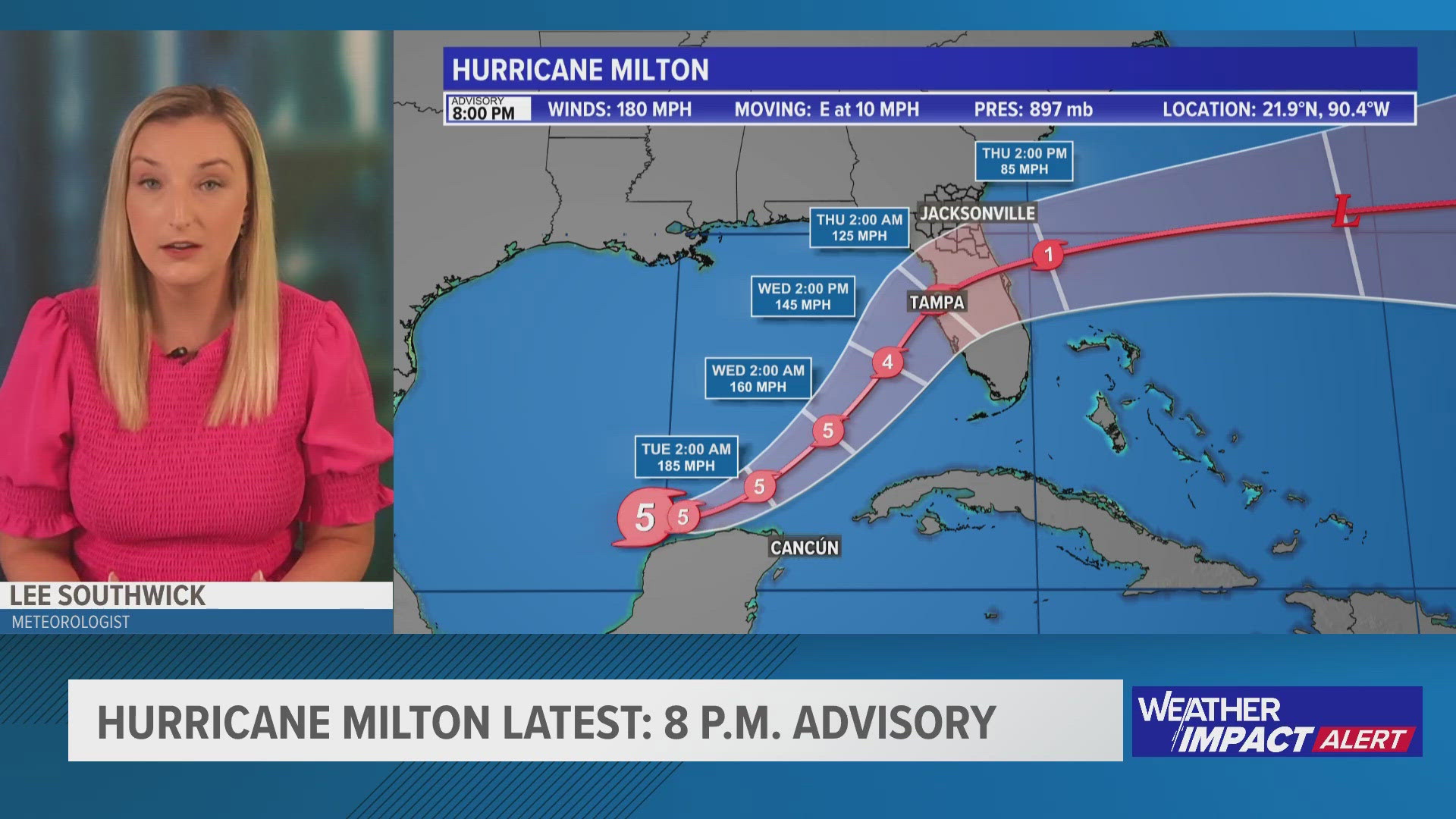 Milton strengthened into a powerful Category 5 hurricane on Monday.