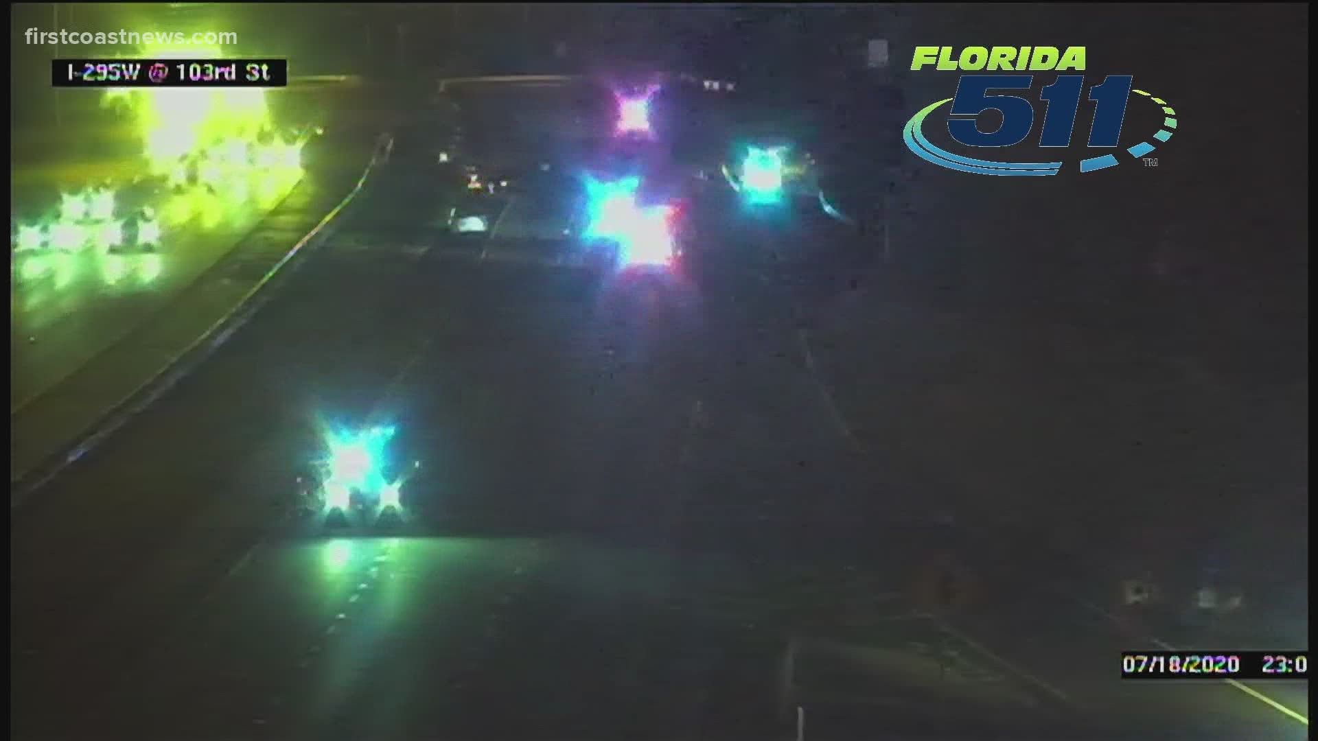 All northbound lanes are blocked by emergency vehicles, according to the FHP crash map.