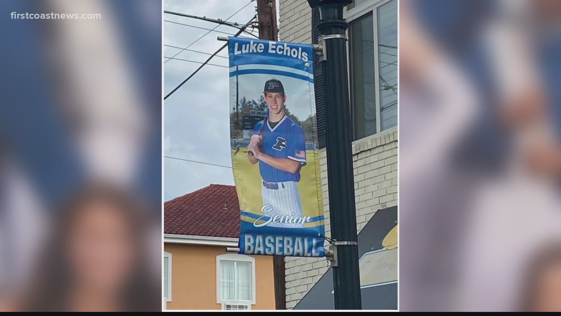In the city’s downtown, residents hung banners of 37 seniors who play golf, track, tennis, baseball, and soccer.