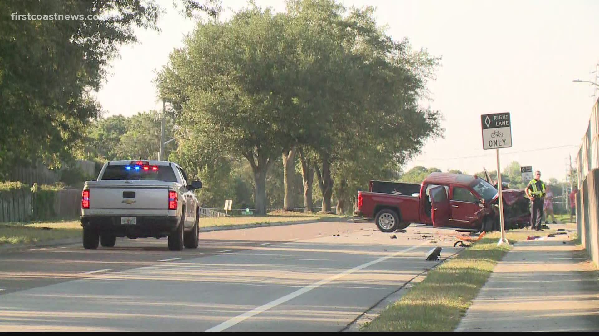 The crash happened on Monument Road near Cobblestone Parkway, according to the Jacksonville Fire and Rescue Department.