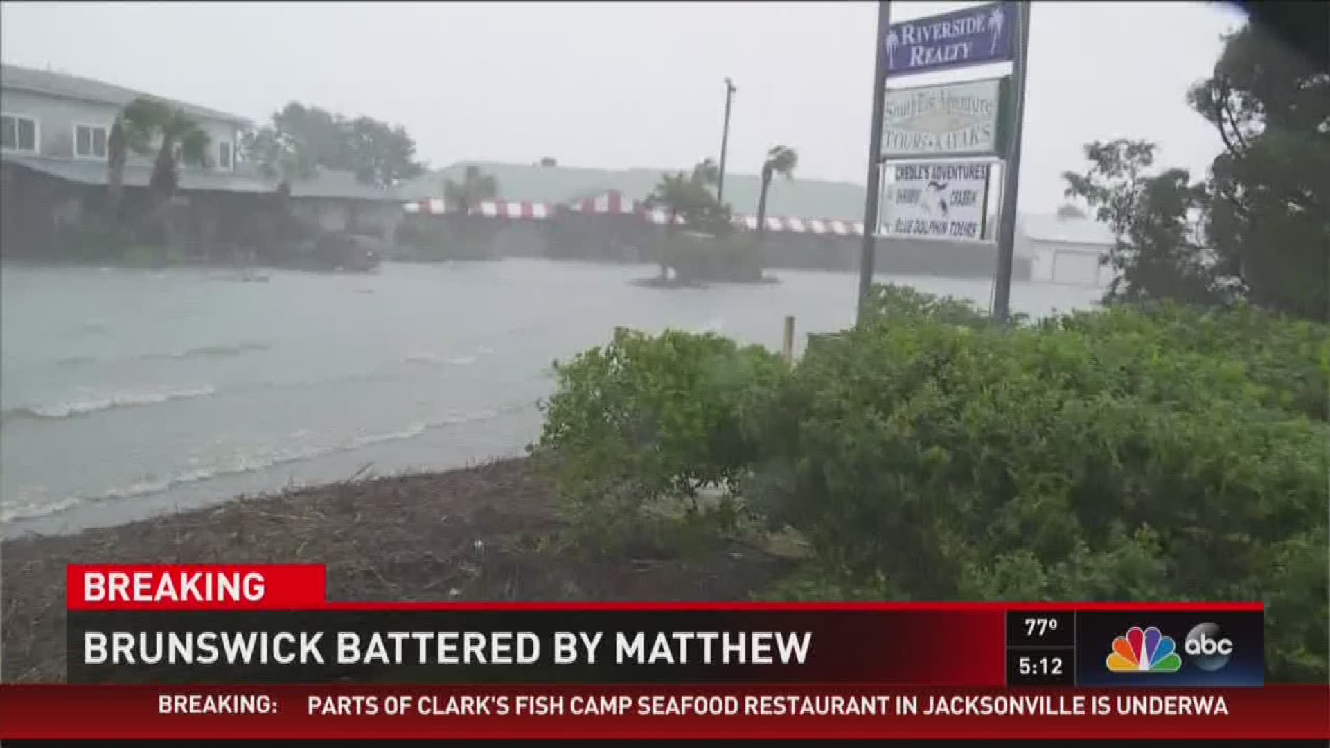 As Hurricane Matthew moves up the coast, flooding is impacting parts of Brunswick, Georgia.