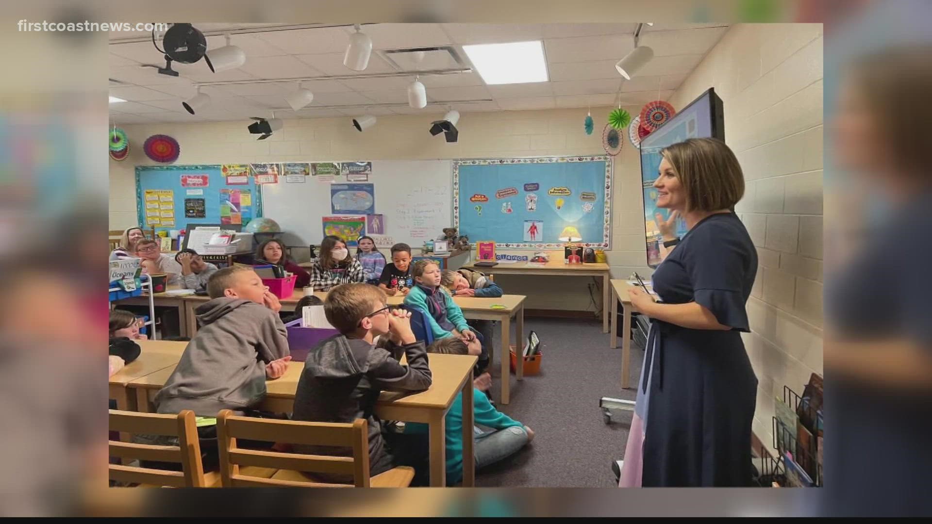 Meteorologist Lauren Rautenkranz visits Swimming Pen Creek Elementary