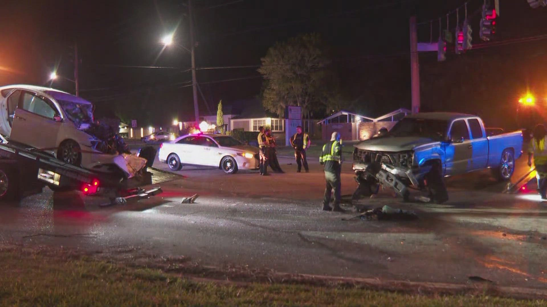 Fire rescue said one person was trapped at the time of the crash and they have not provided an update.