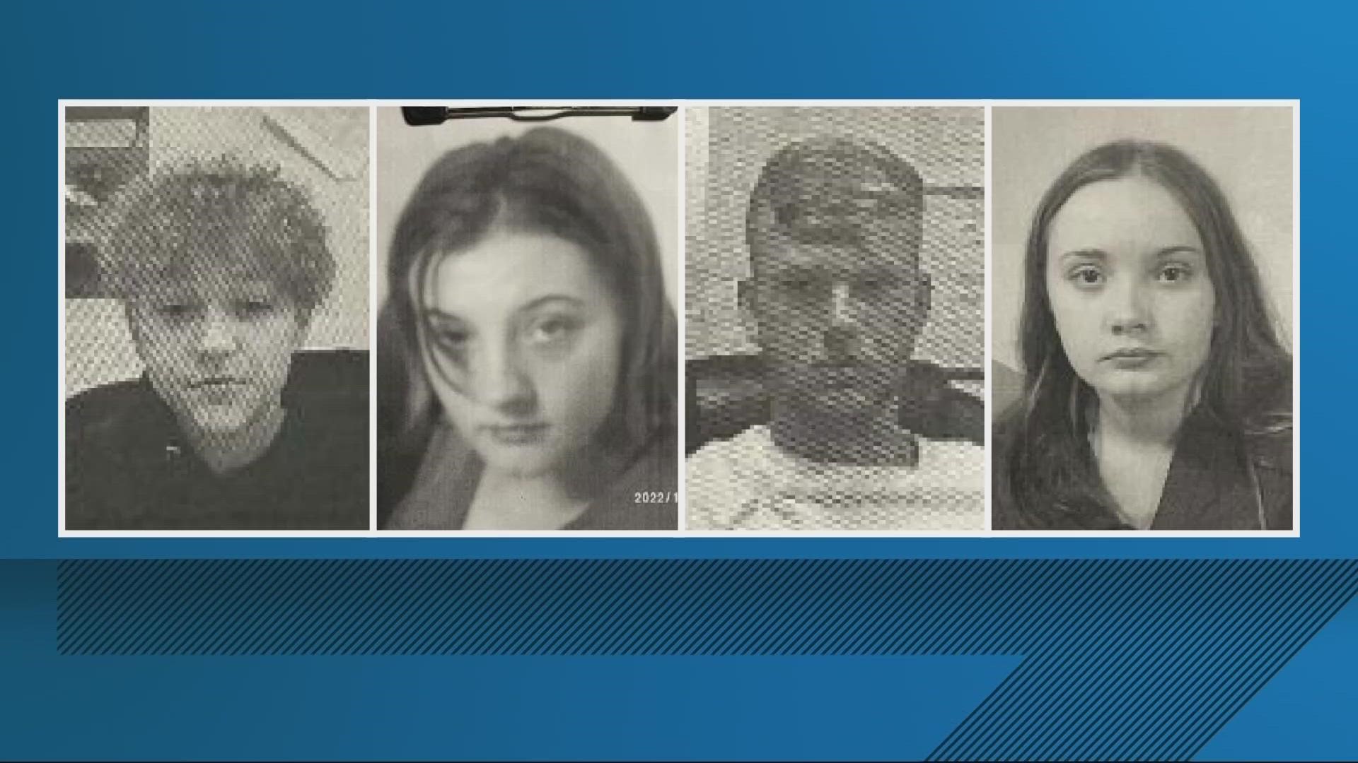 Brenton Pulido, Dennis Cole, Deziah Garrett and Isabella Cowart were last seen on Monday.