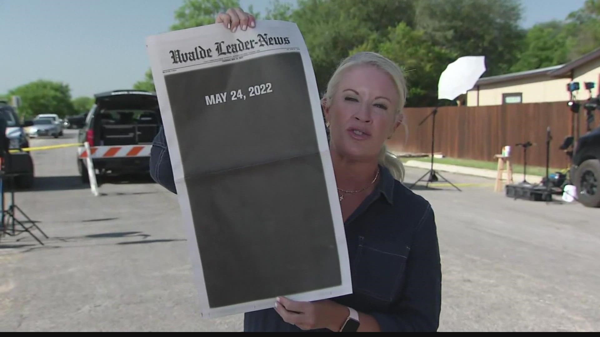 Emotions are still raw in Uvalde, Texas in the wake of the shooting. The cover of the local newspaper is a solid black page. No words. No pictures. Just the date.