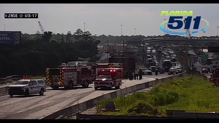 Semi-truck fire closes lanes on I-295 south exit ramp to Main Street