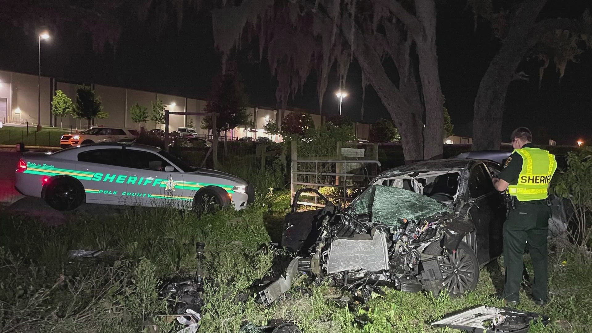 Polk County deputies said the driver was speeding and showed signs of impairment when she veered off the road and crashed.