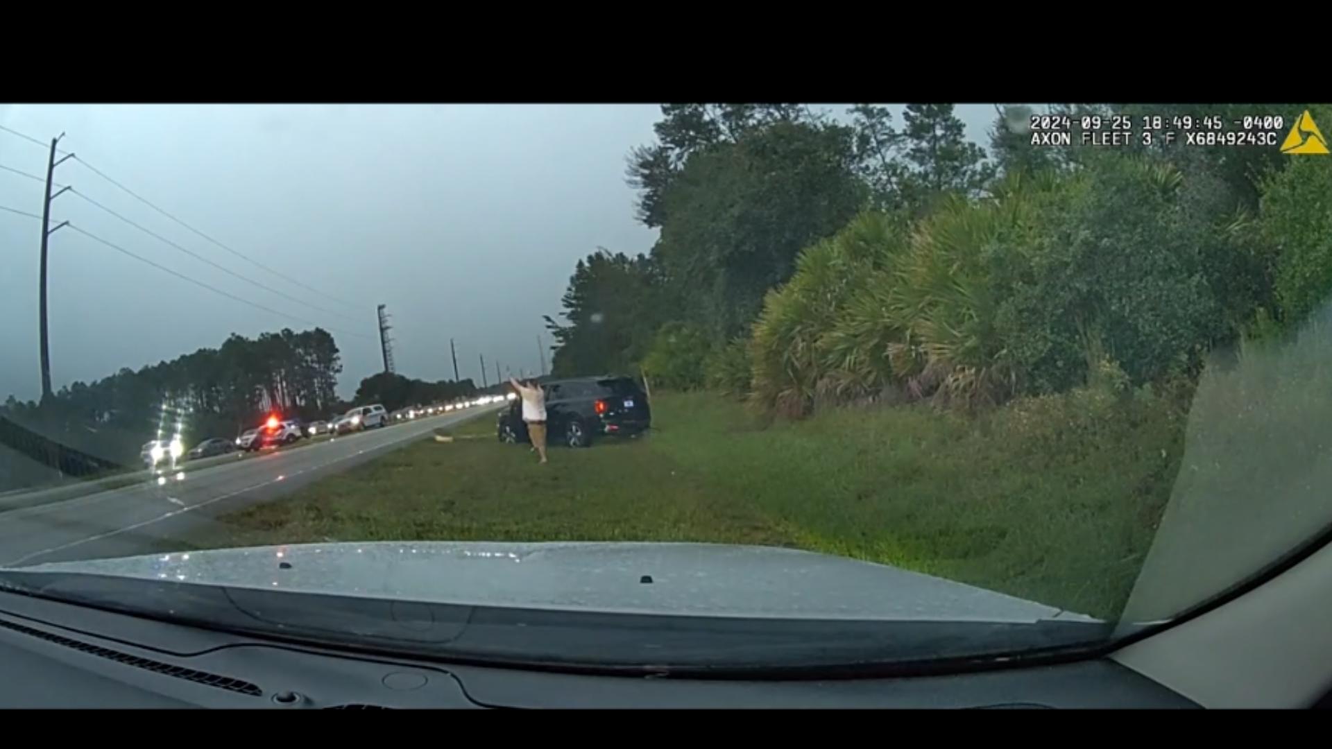 Flagler County Sheriff's Office "chasing" and arresting a suspect on U.S. 1 on Sept. 25. COURTESY- Flagler County Sheriff's Office.