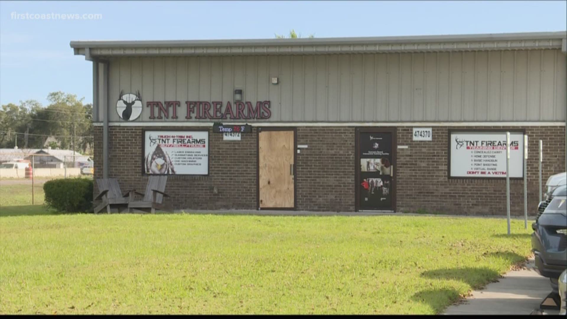 The sheriff's office says roughly $100,000 in weapons were removed from the store -- both handguns and long rifles.
