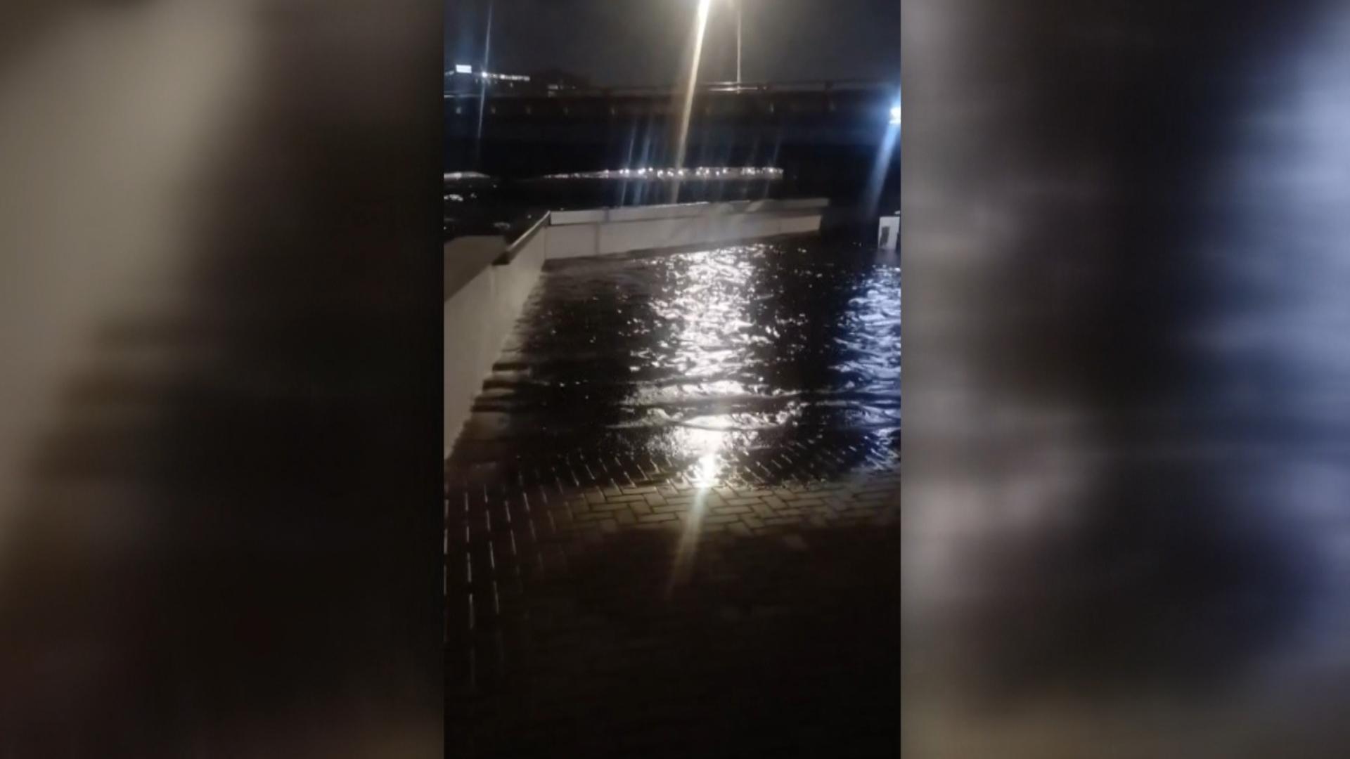 The walkway along the St. Johns River was inundated with water Thursday night. Credit: Maranda McKinney