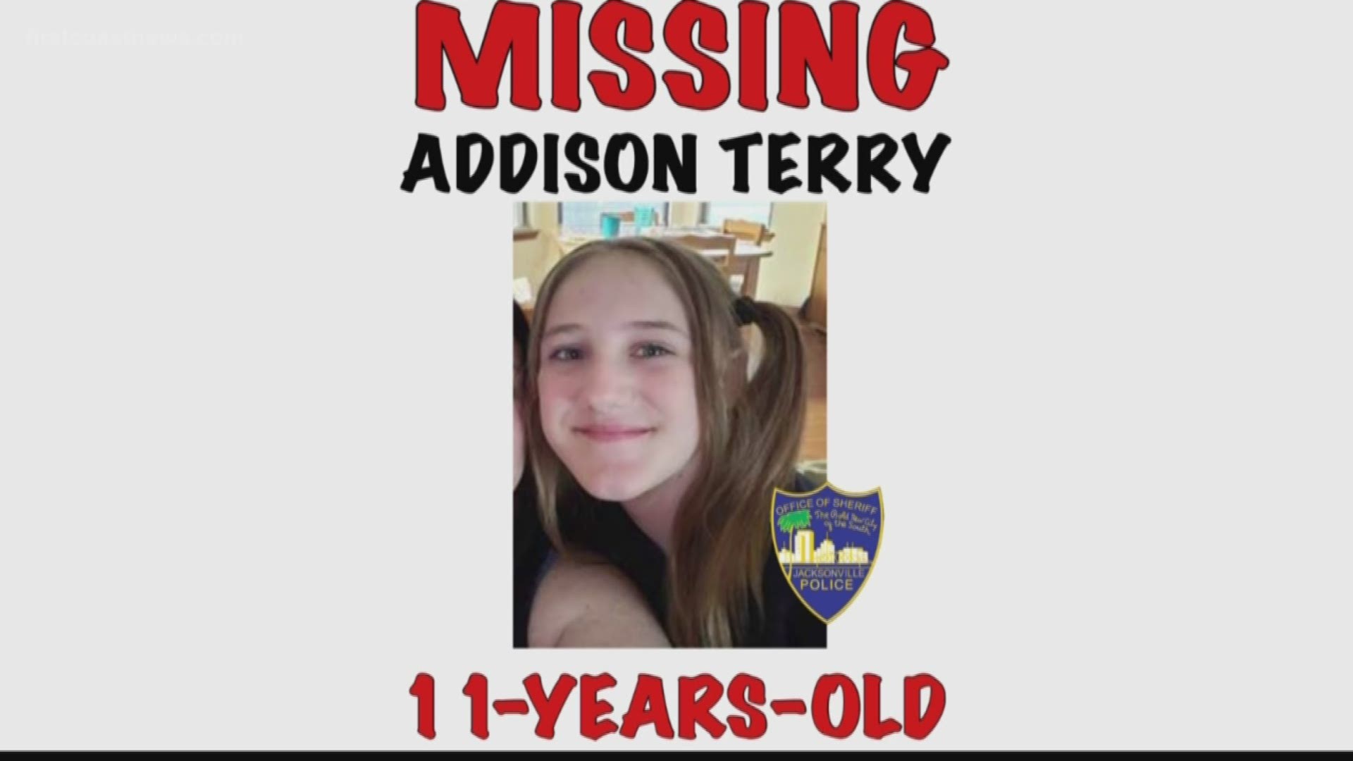 Police said that Addison Terry was last seen at the Youth Crisis Center Wednesday night around 10 p.m. She is 5 feet 2 inches, 107 pounds, has blue eyes and brown hair and was last seen wearing a blue shirt and unknown colored pants.
