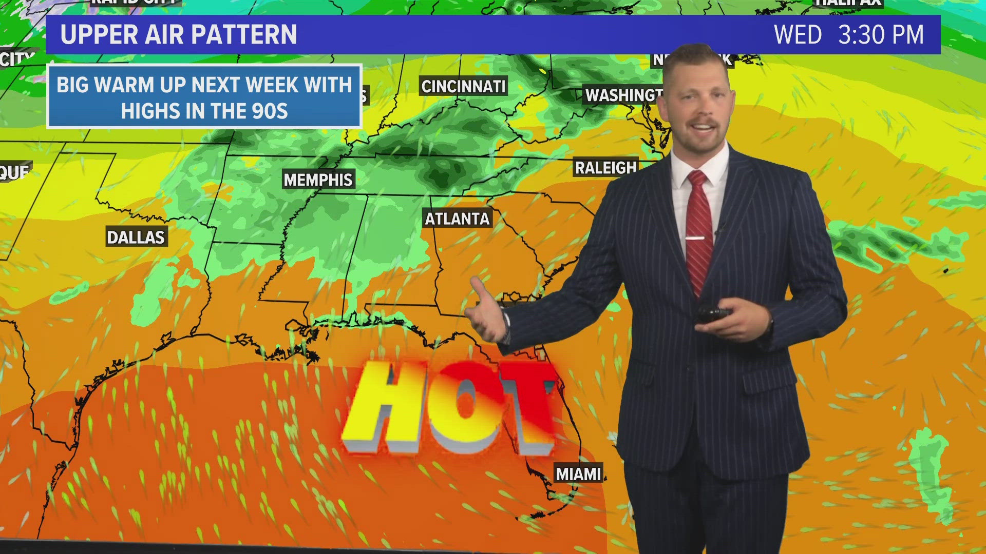 Isolated weekend rain chances with 90s by next week