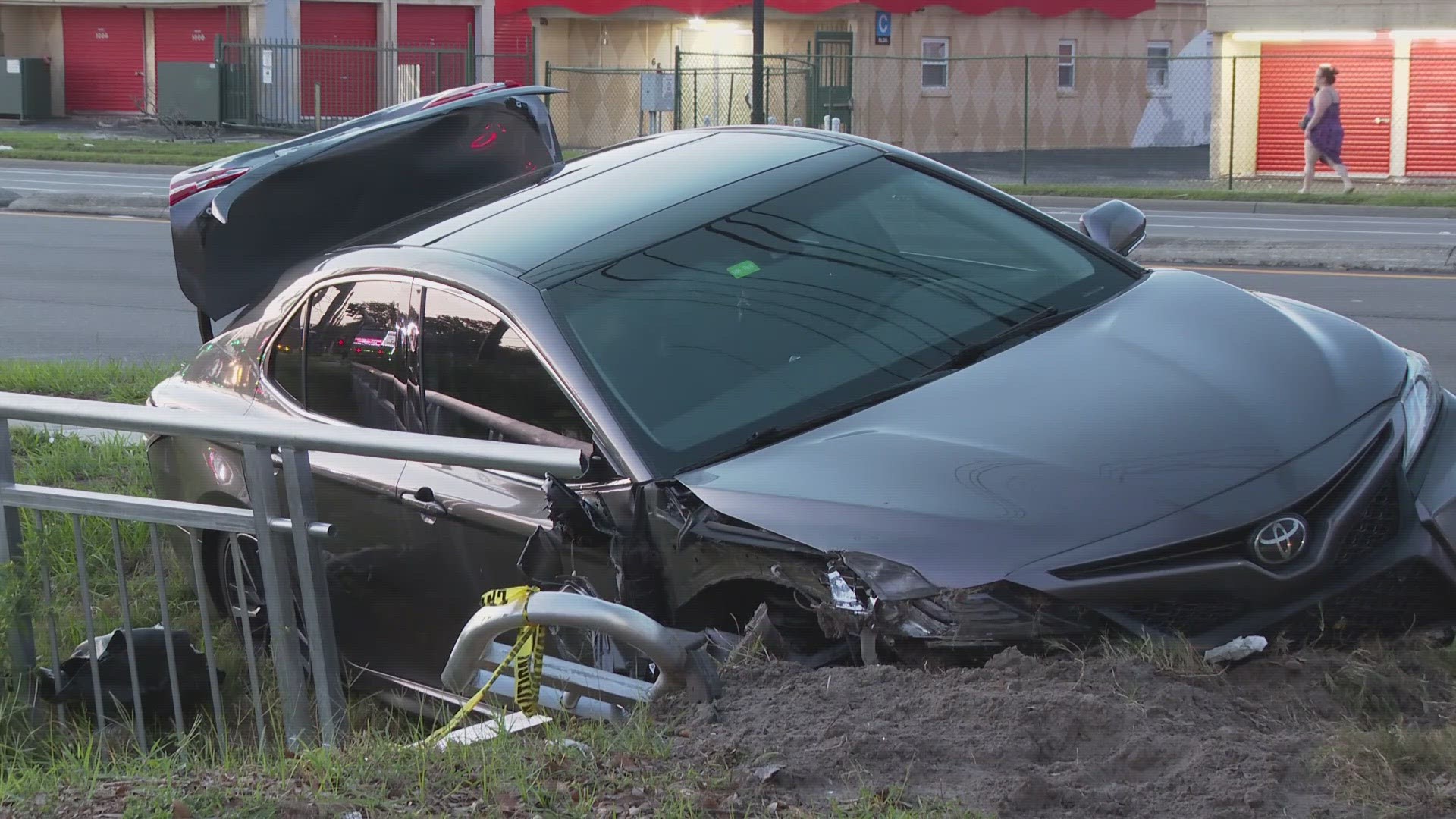 The victim was stuck in traffic when the suspect jumped on top of his car, pulled him out and beat him. He then took off in the car and ran him over.