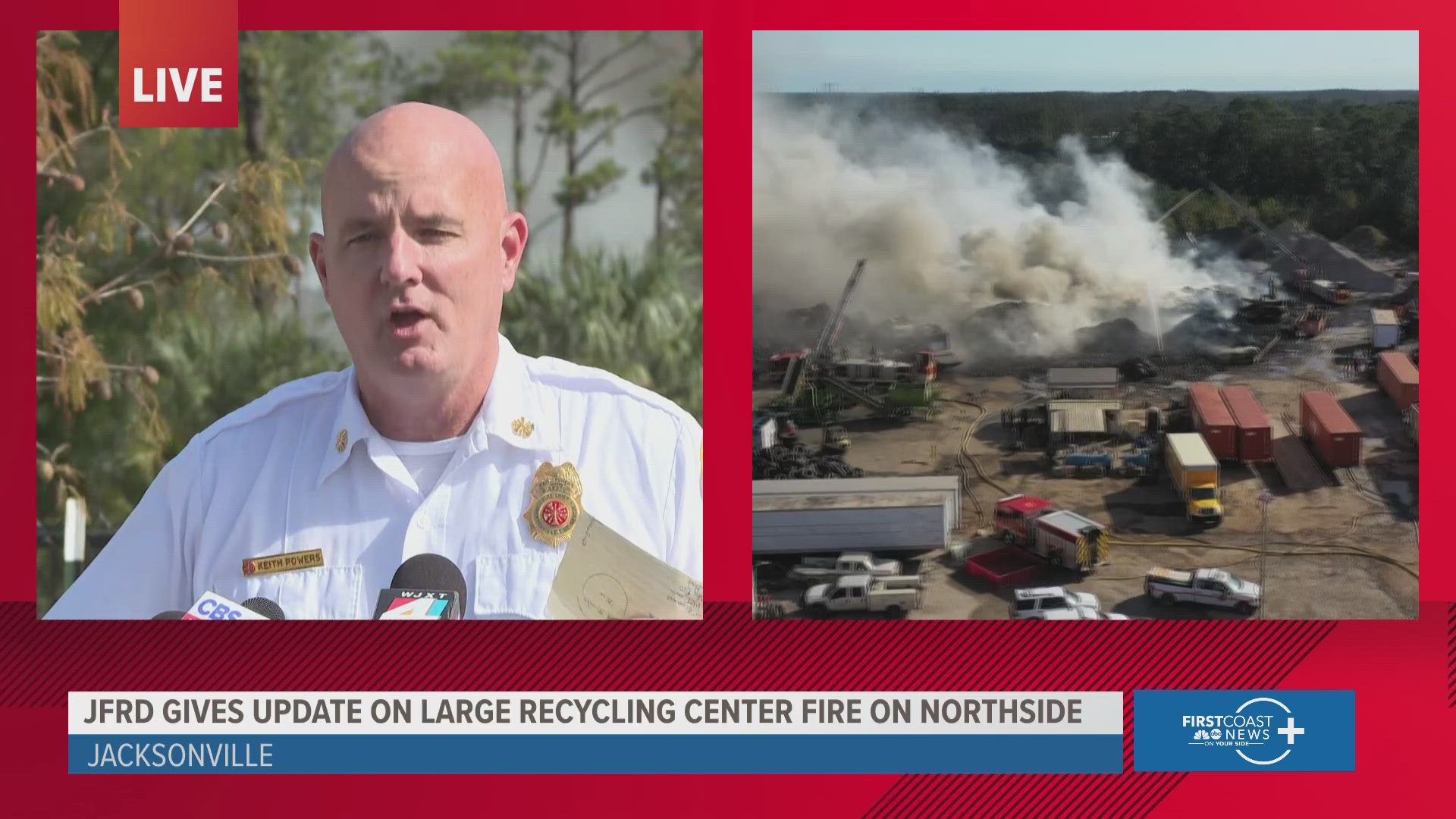 Jacksonville Fire and Rescue Department Chief Keith Powers also said at noon that the fire department has "air quality monitoring crews" stationed north of I-295.