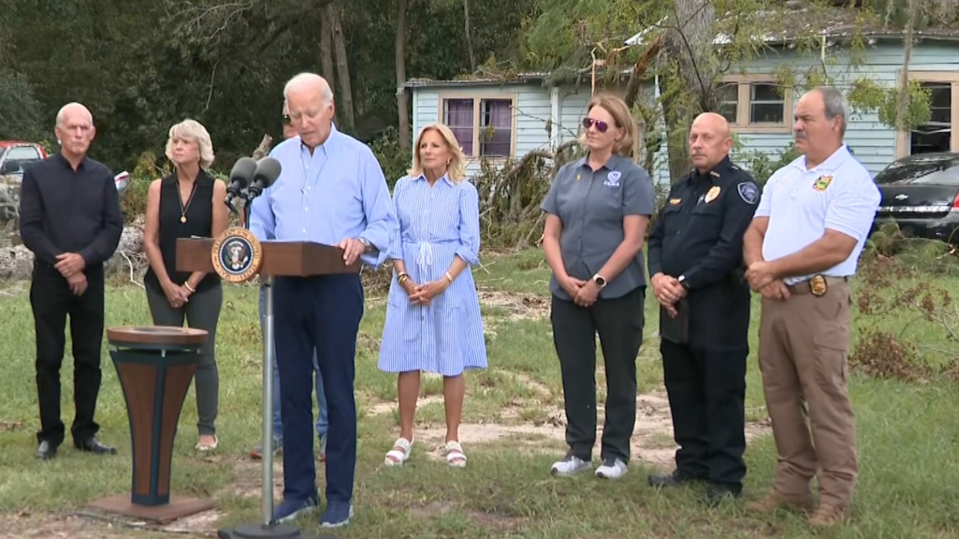 President Joe Biden and First Lady Jill Biden visited North Florida Saturday to survey damage brought by Hurricane Idalia.