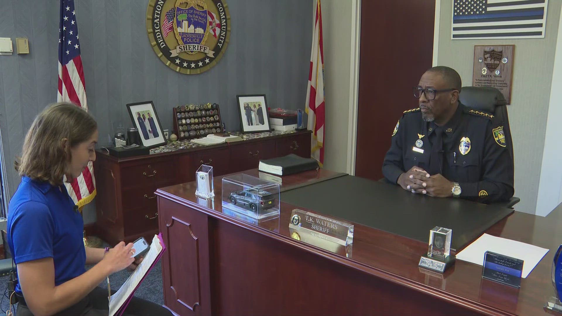 Following the arrest of Josue Garigga, Jacksonville Sheriff T.K. Waters spoke with First Coast News about transparency and integrity at JSO.