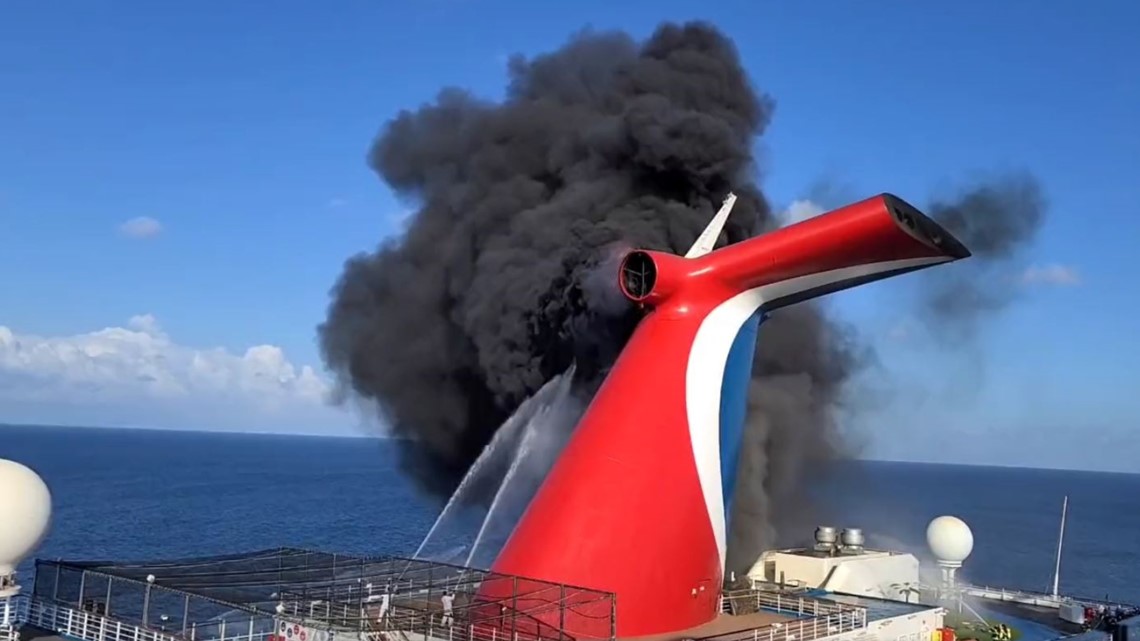 cruise ship in fire