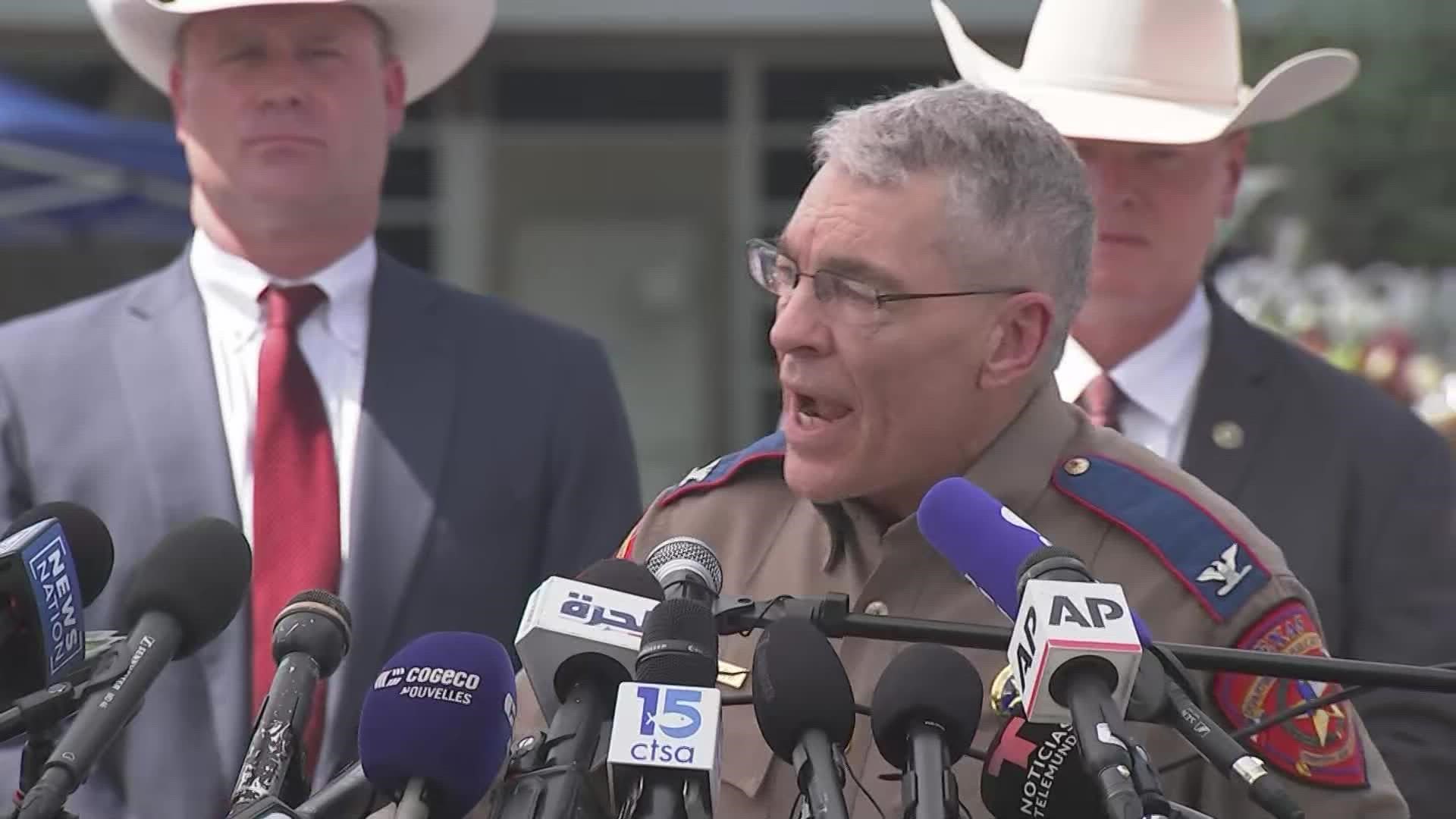 Steven C. McCraw, director of Texas DPS, answers questions at a press conference about Uvalde school shooting and why officers did not breach the school.