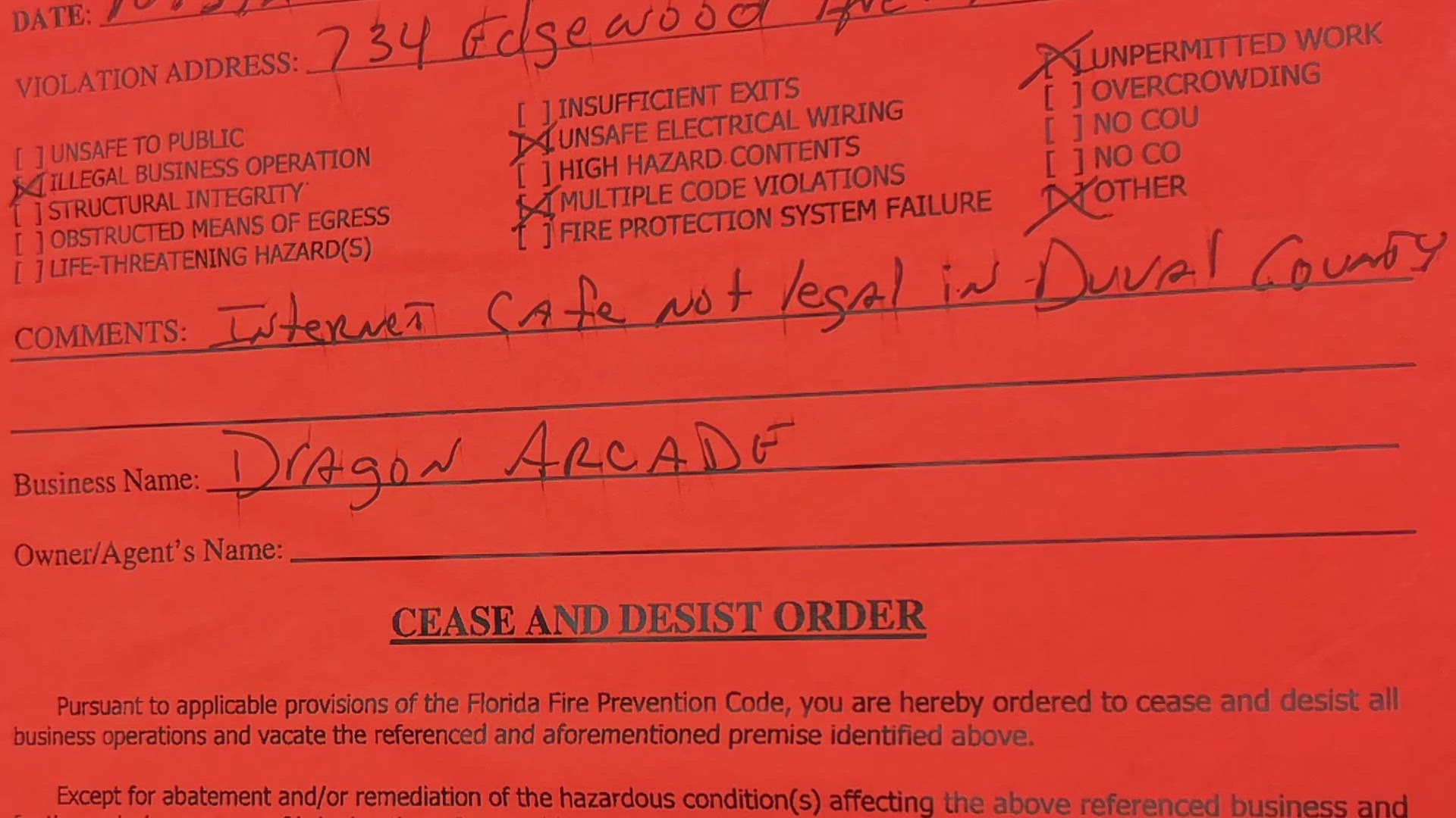 There are bullet holes through the door and a cease-and-desist order on it at Dragon Arcade on Jacksonville's Westside.