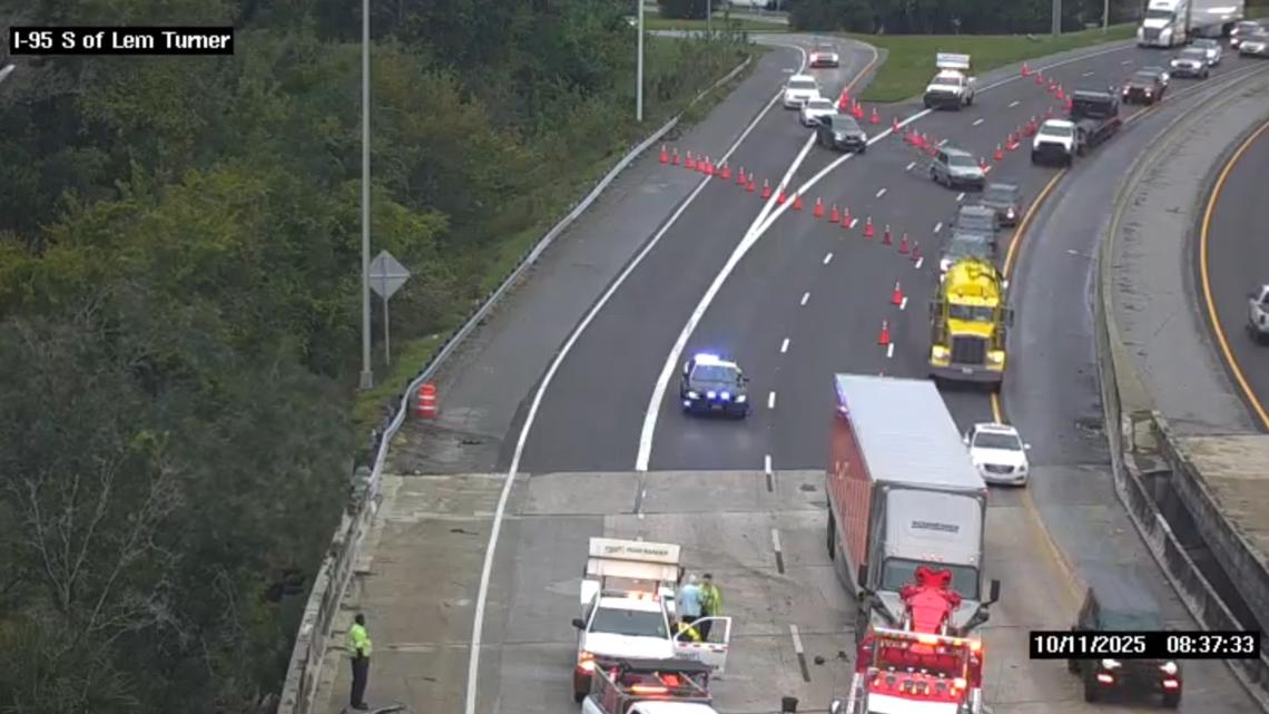 Southbound lanes back open on I-95 at Lem Turner Road following