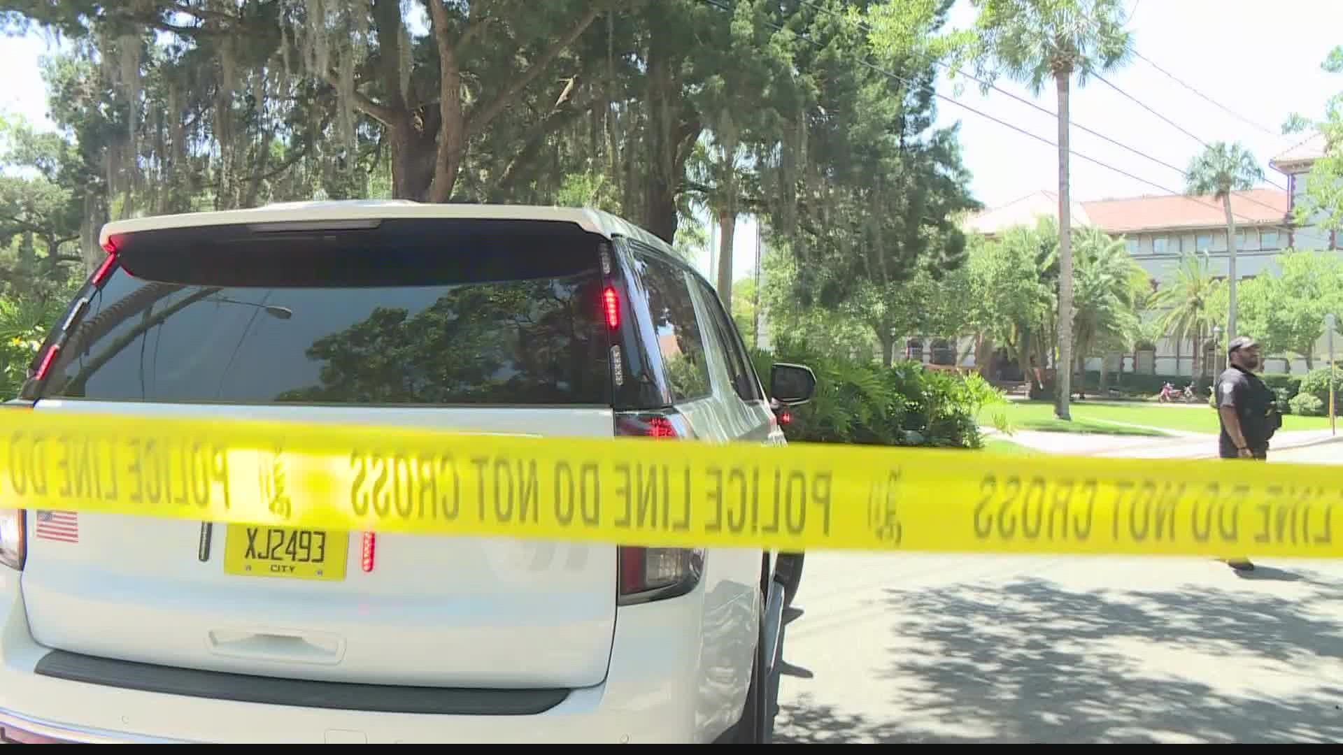 A chunk of downtown St. Augustine was roped off with yellow police tape Thursday.