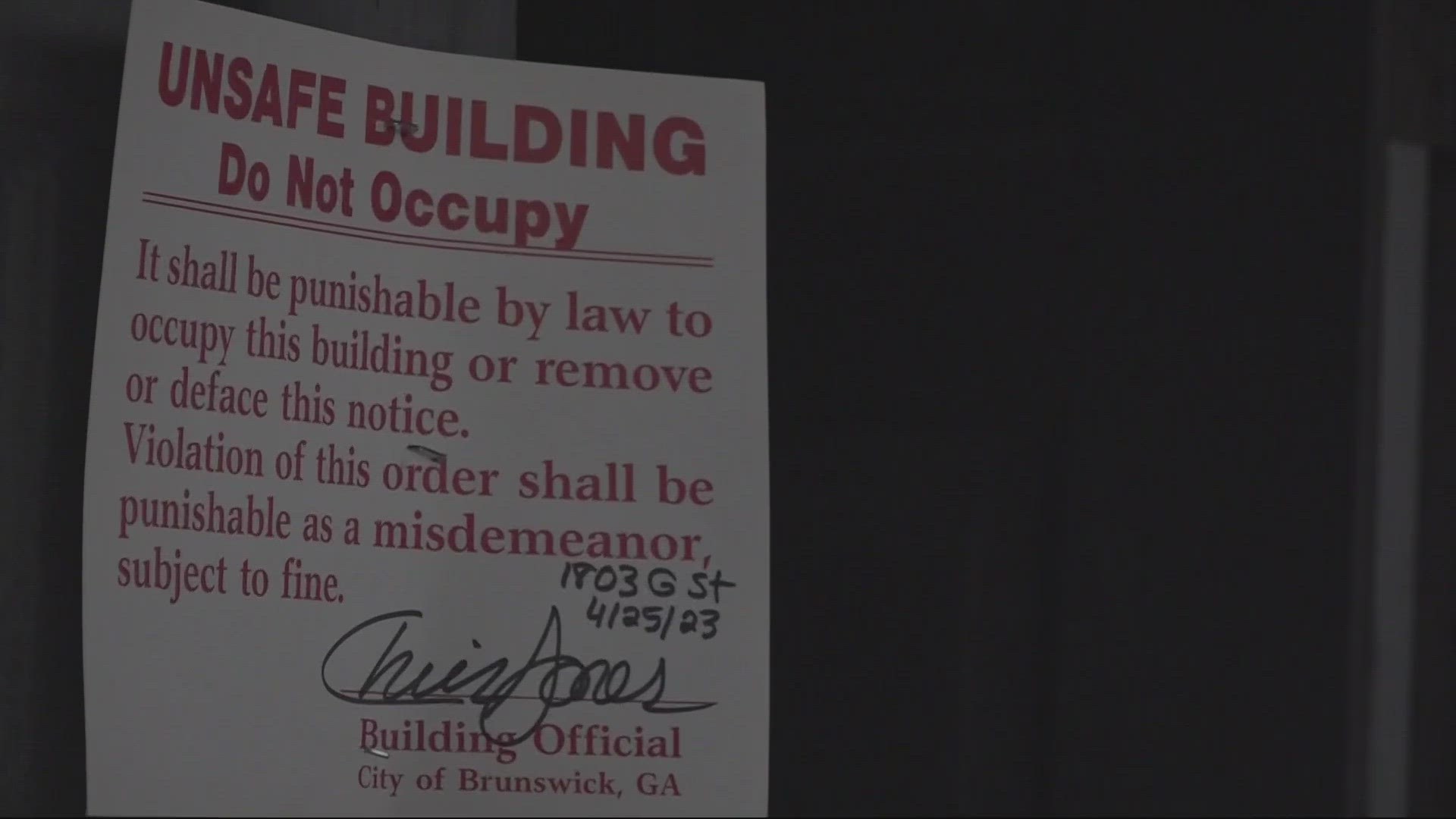 The building was deemed unsafe by the city.