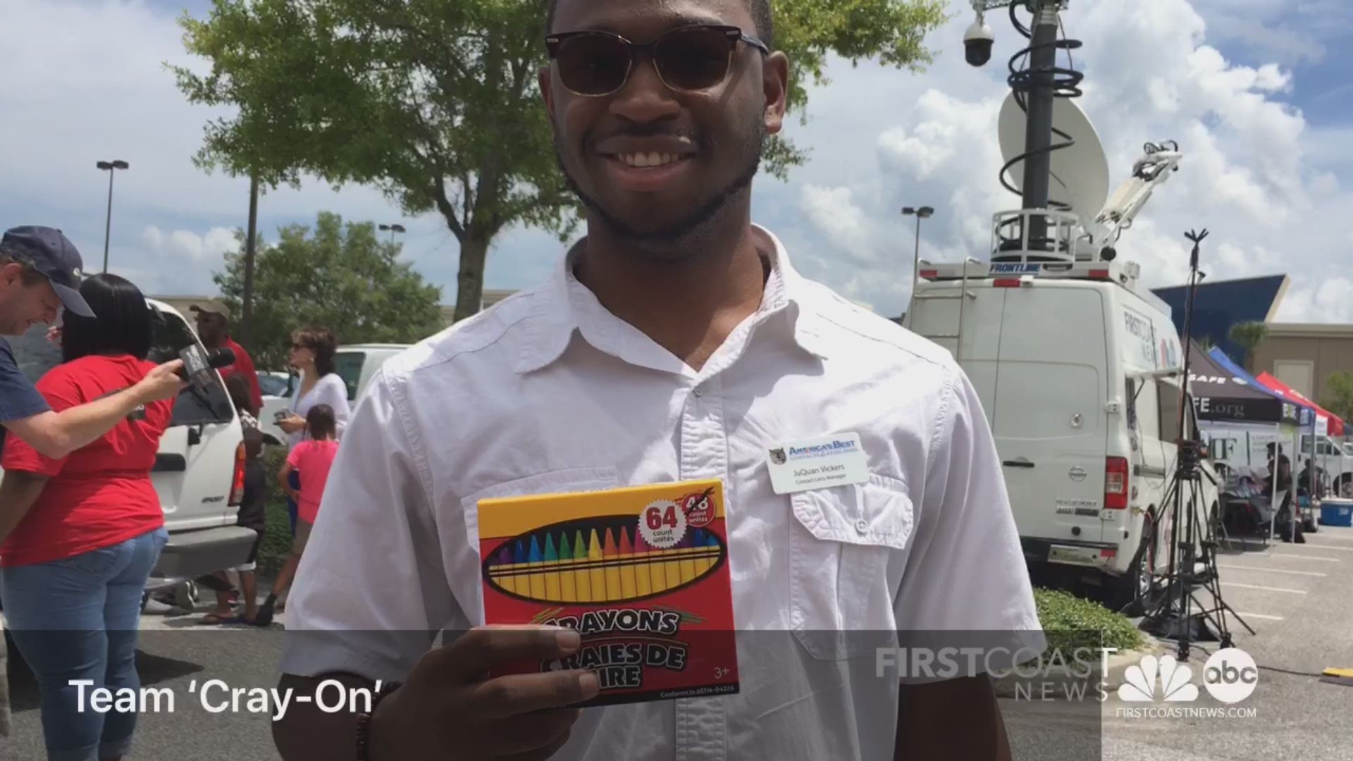 Team First Coast News had a blast stuffing buses with school supplies Friday, but one of the popular items sparked a little debate.