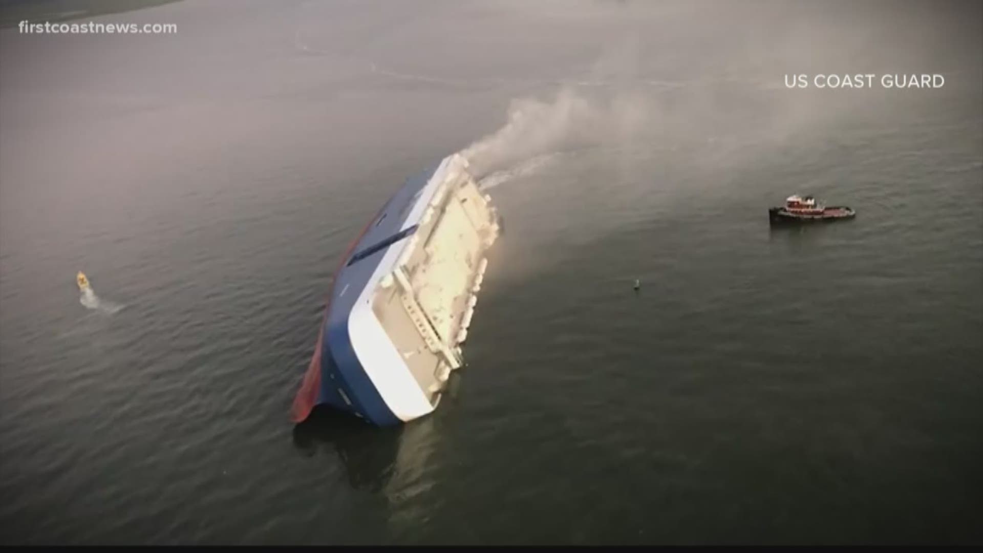 The Golden Ray, which is a vehicle carrier vessel containing 24 crew members, overturned Sunday morning after leaving the Port of Brunswick.