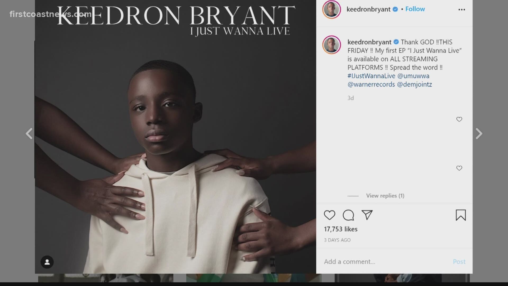Oakleaf's 13-year-old Keedron Bryant is in the national spotlight again performing his viral song "I Just Wanna Live."