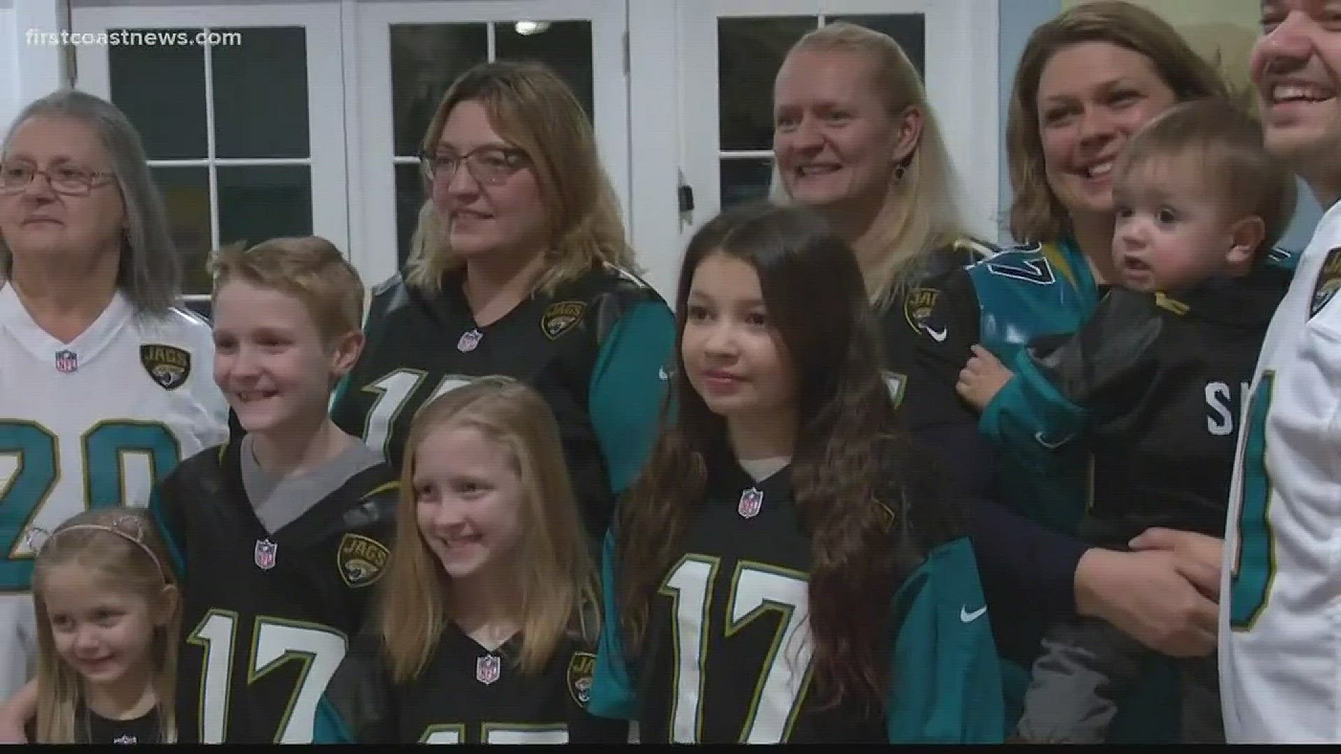 The family says they had the jerseys custom made in honor of their father, who was a big Jaguars fan.