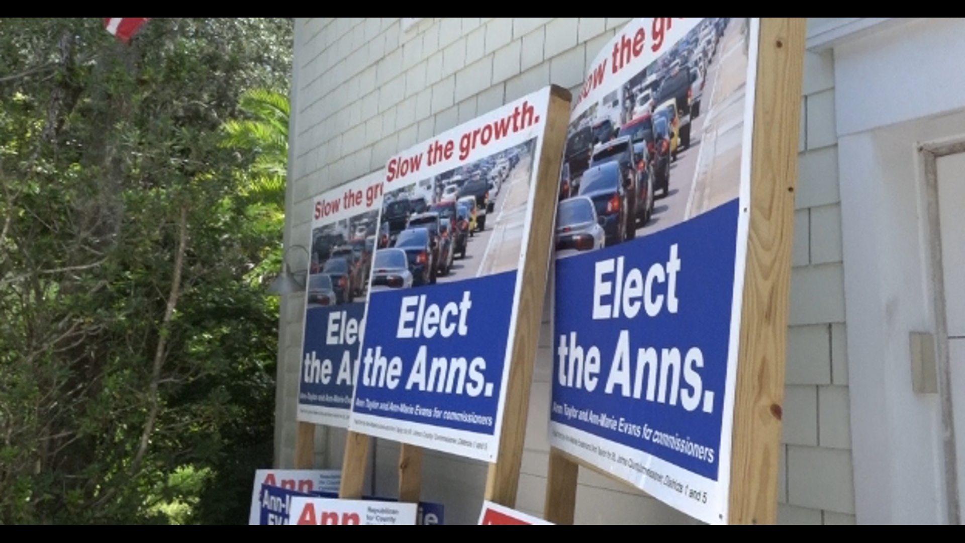 Large and small St. Johns County Commission campaign signs were tracked to an unexpected site.