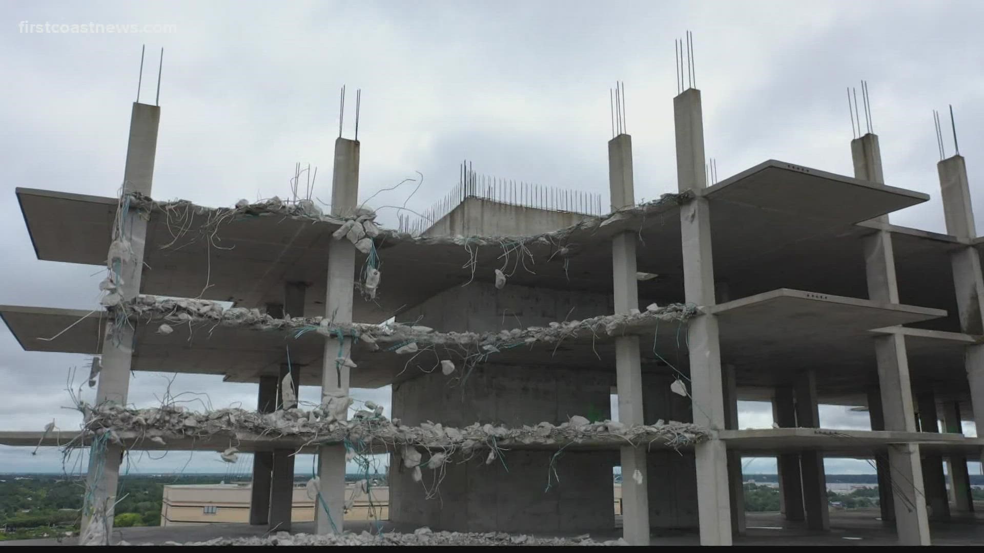 City leaders are speaking out after the demolition of an eyesore along the Downtown Jacksonville skyline has been delayed yet again.