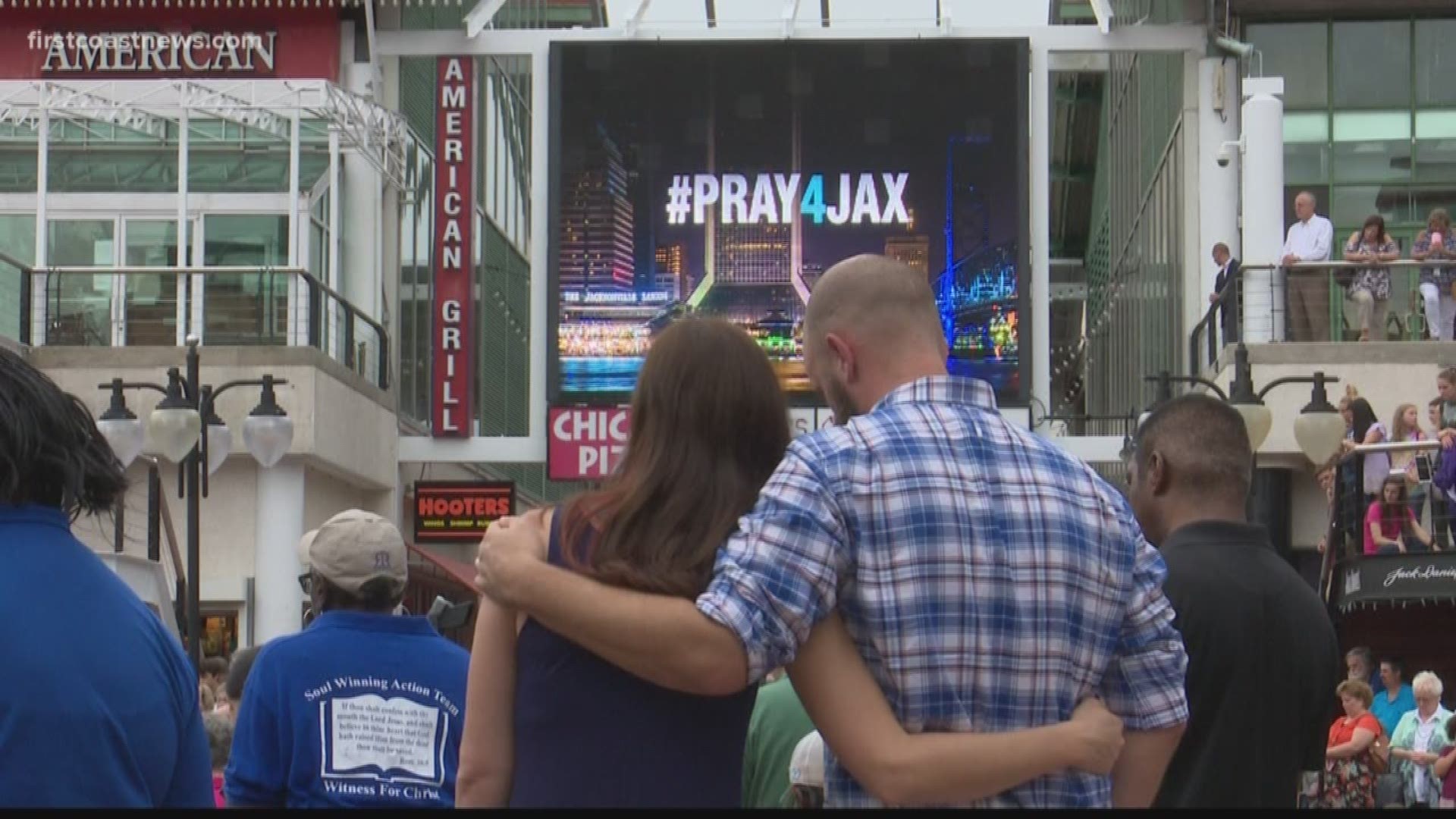 First Baptist Church invited the community to the Jacksonville Landing where they held a prayer service.