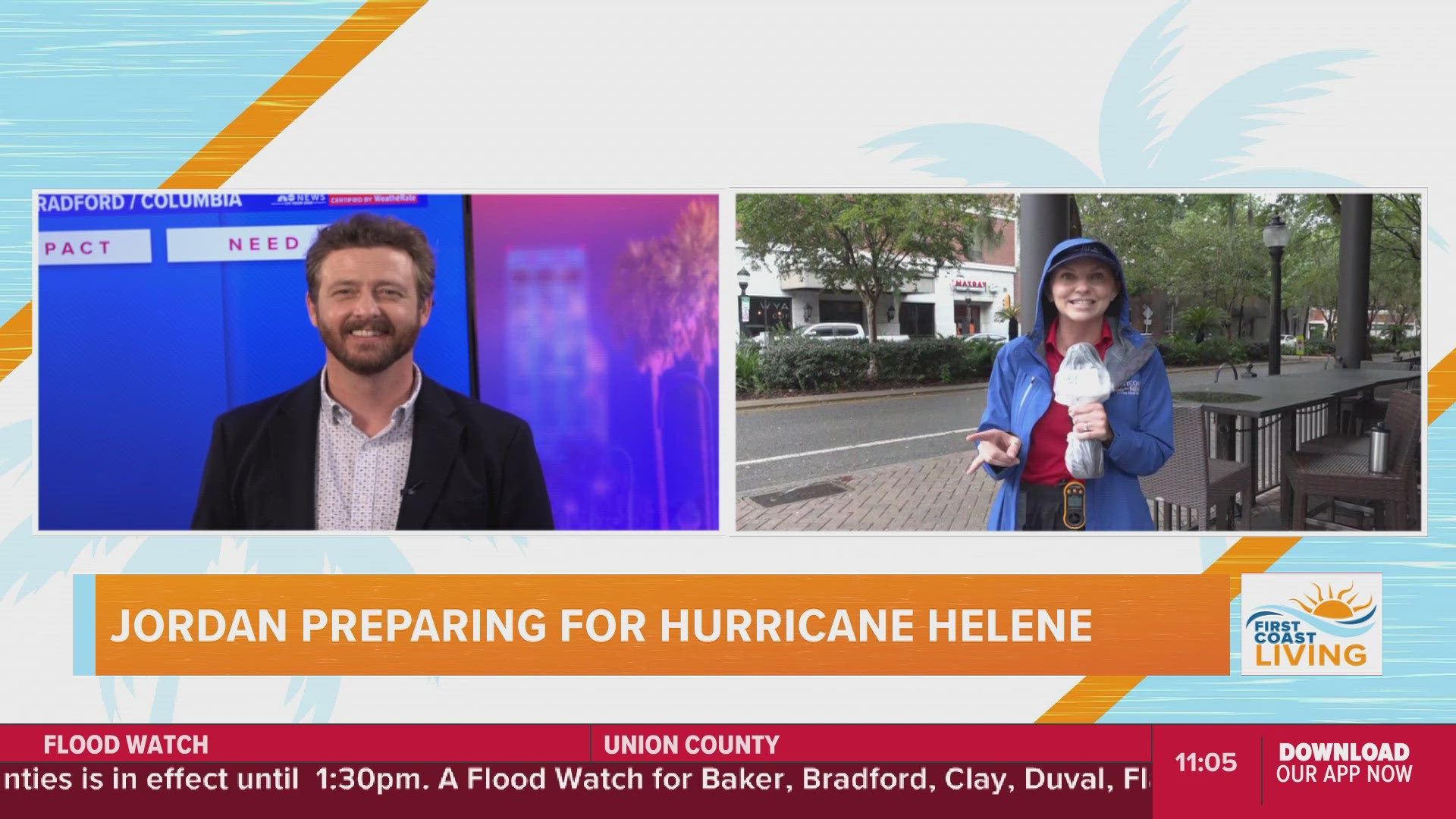 Jordan prepares for Hurricane Helene from Gainesville - First Coast Living is on your side with storm coverage!