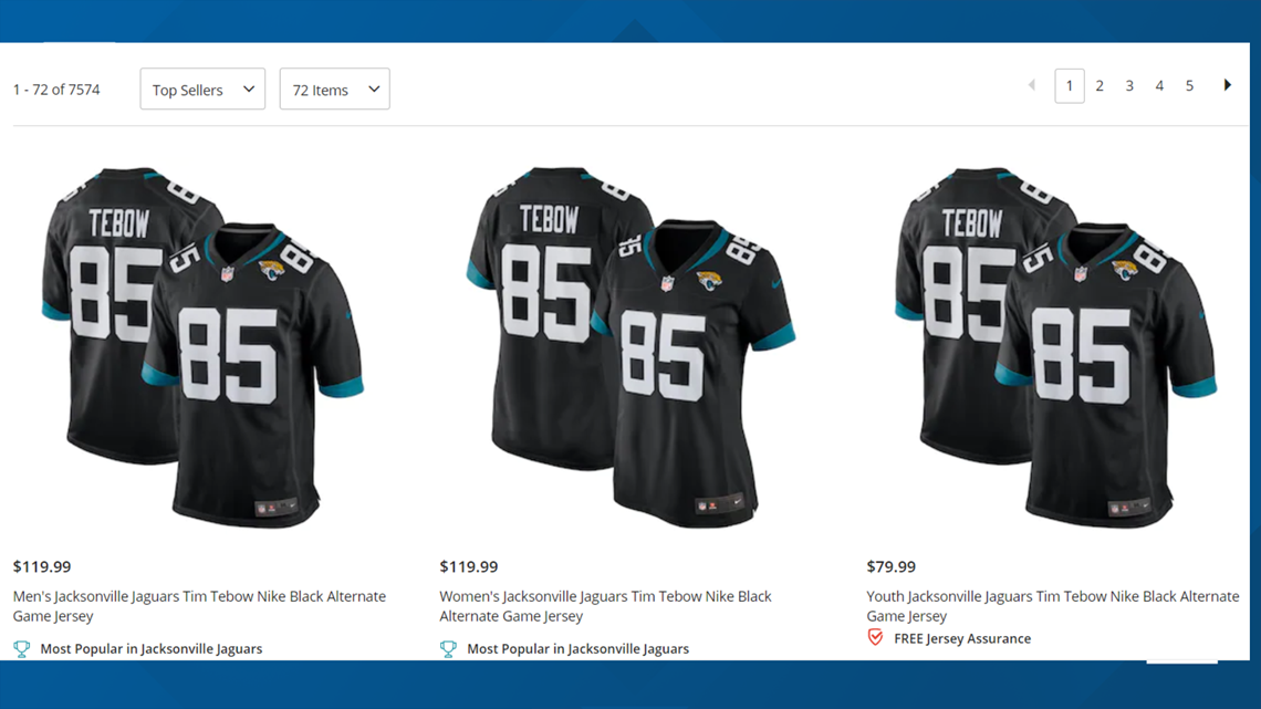Jacksonville Jaguar Tim Tebow jerseys top seller in NFL Shop ...