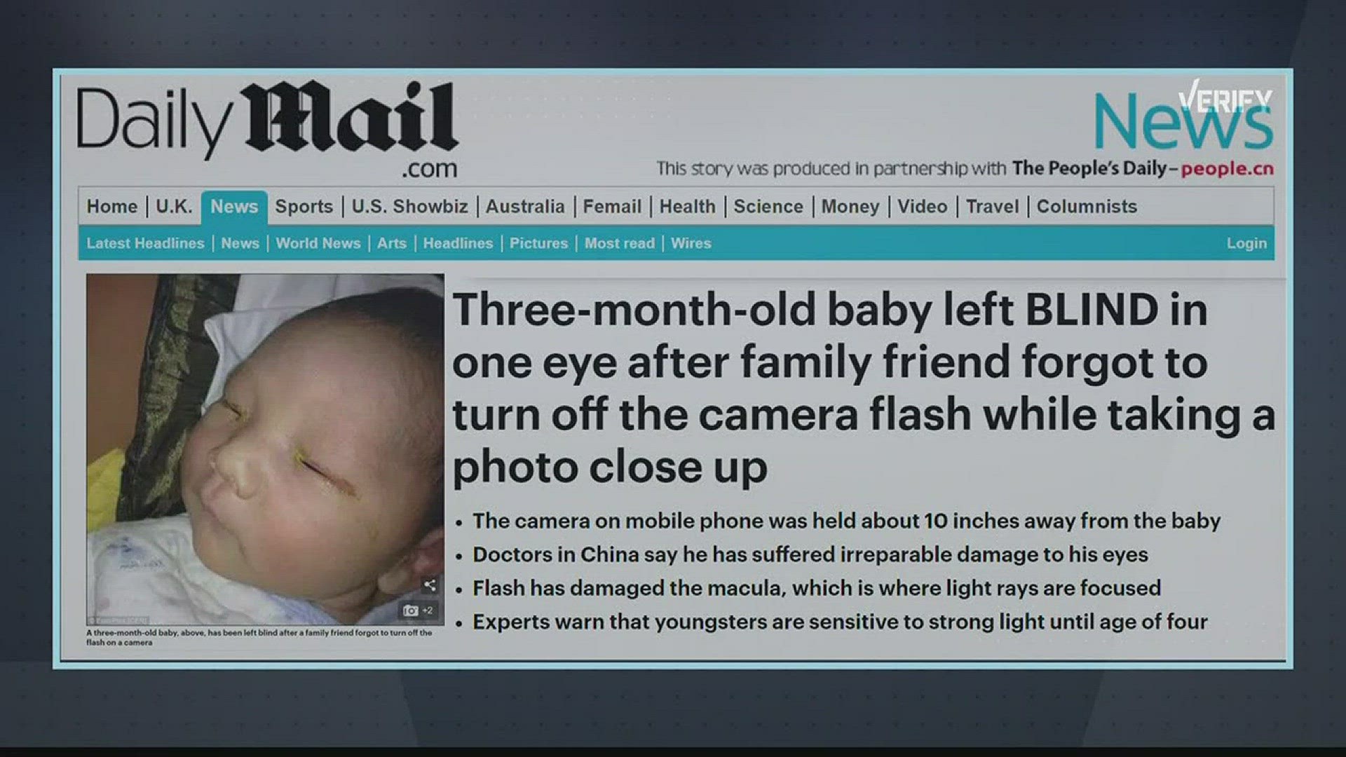 VERIFY: Can a flash photo blind a baby?