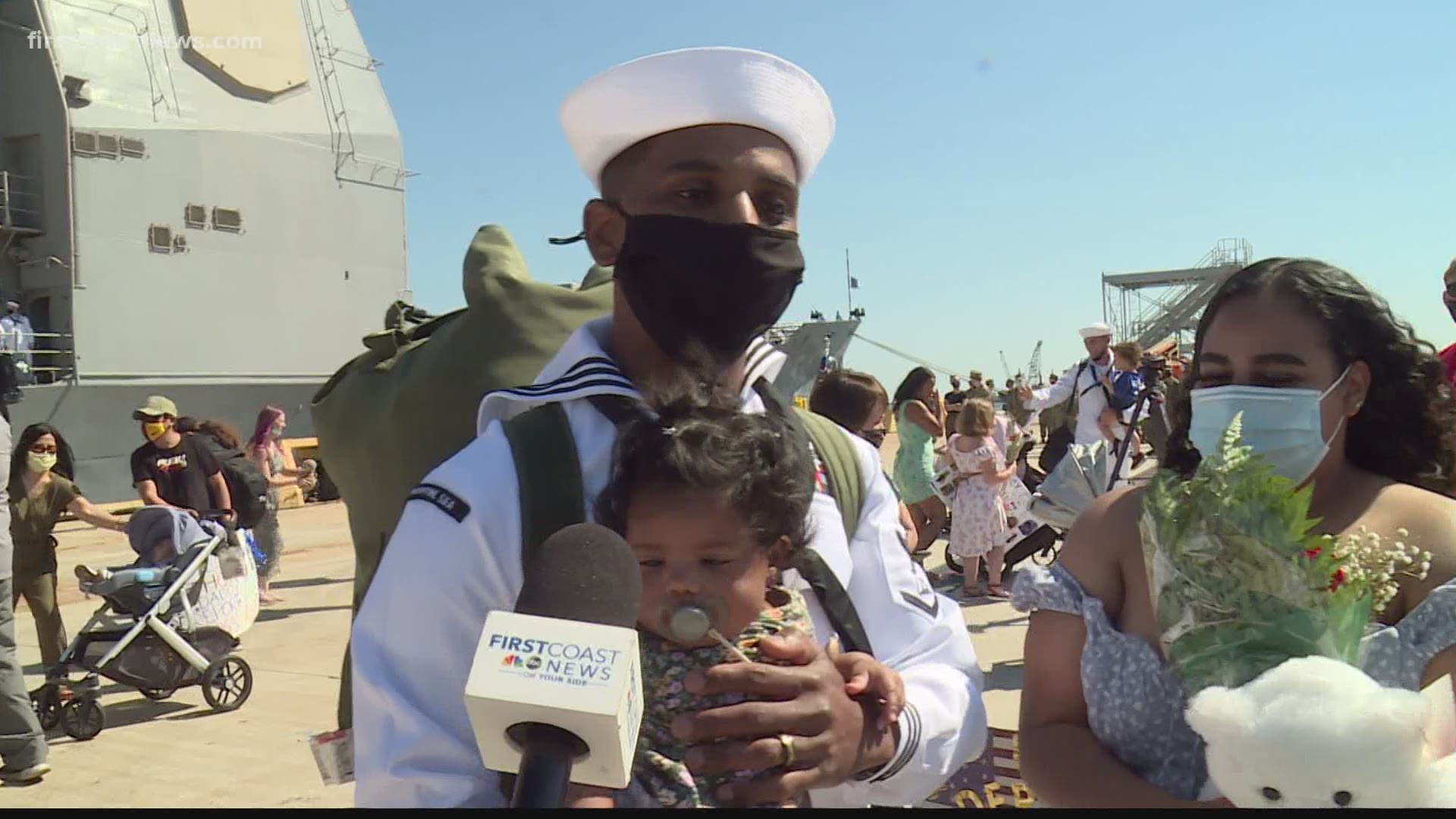 The vessel's homecoming also is a homecoming for the sailors aboard, who have been away from home for 10 months.