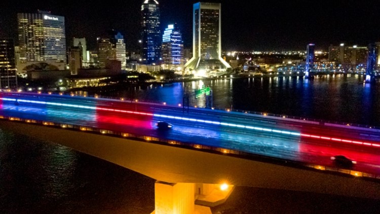 Jacksonville’s Acosta Bridge to light up in red, white and blue for first responders