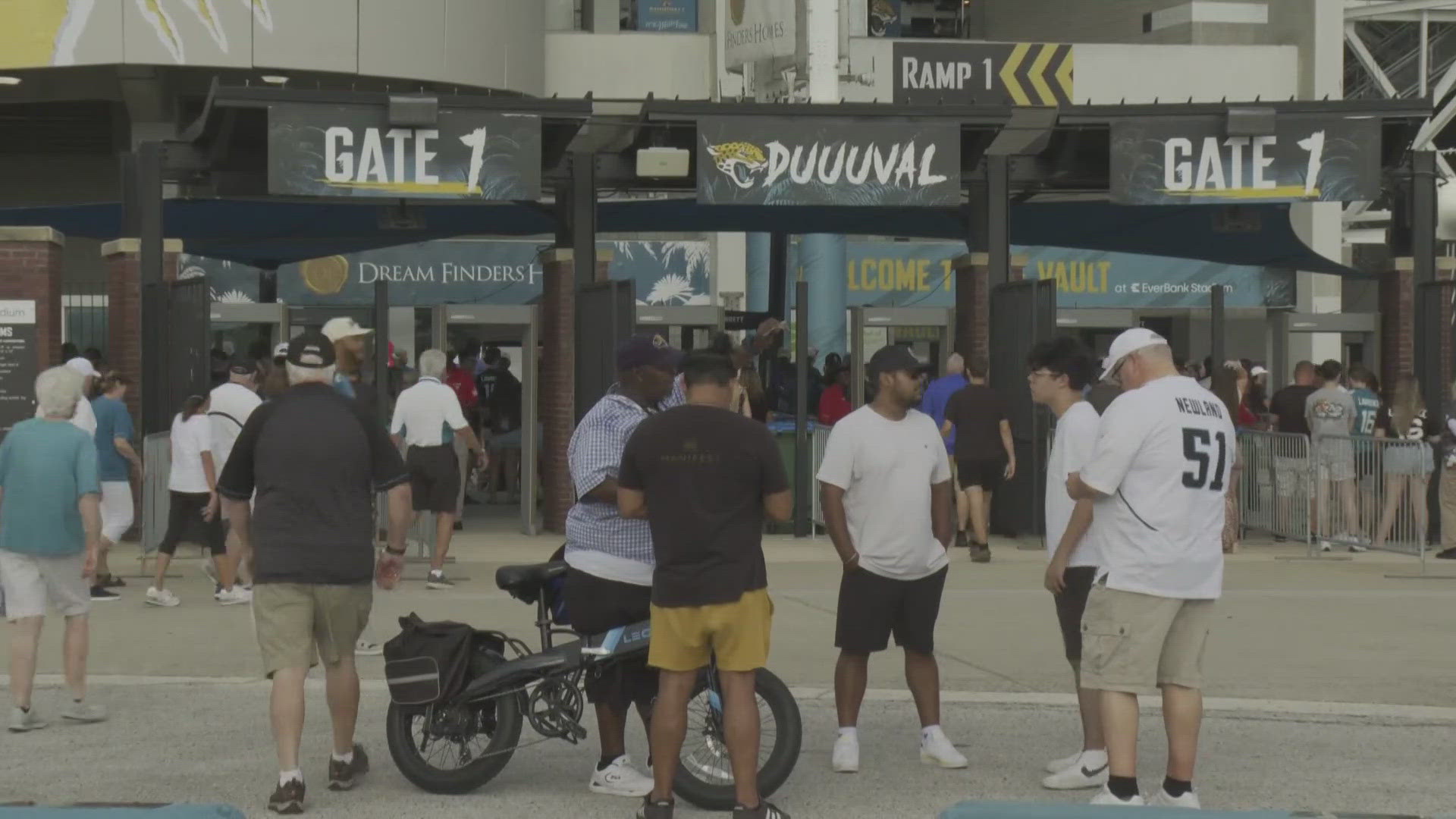 Some fans had their eyes on the future as a heat advisory was in effect while the Jaguars were warming up for the first preseason game against the Chiefs.