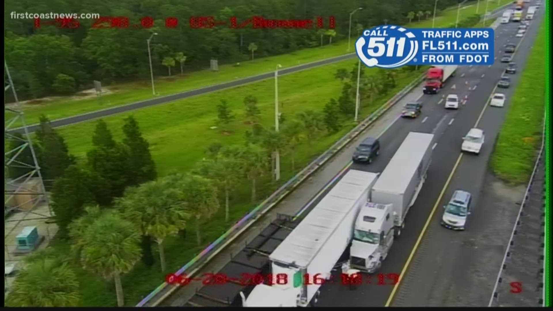 As of 5 p.m., two lanes were blocked on I-95.