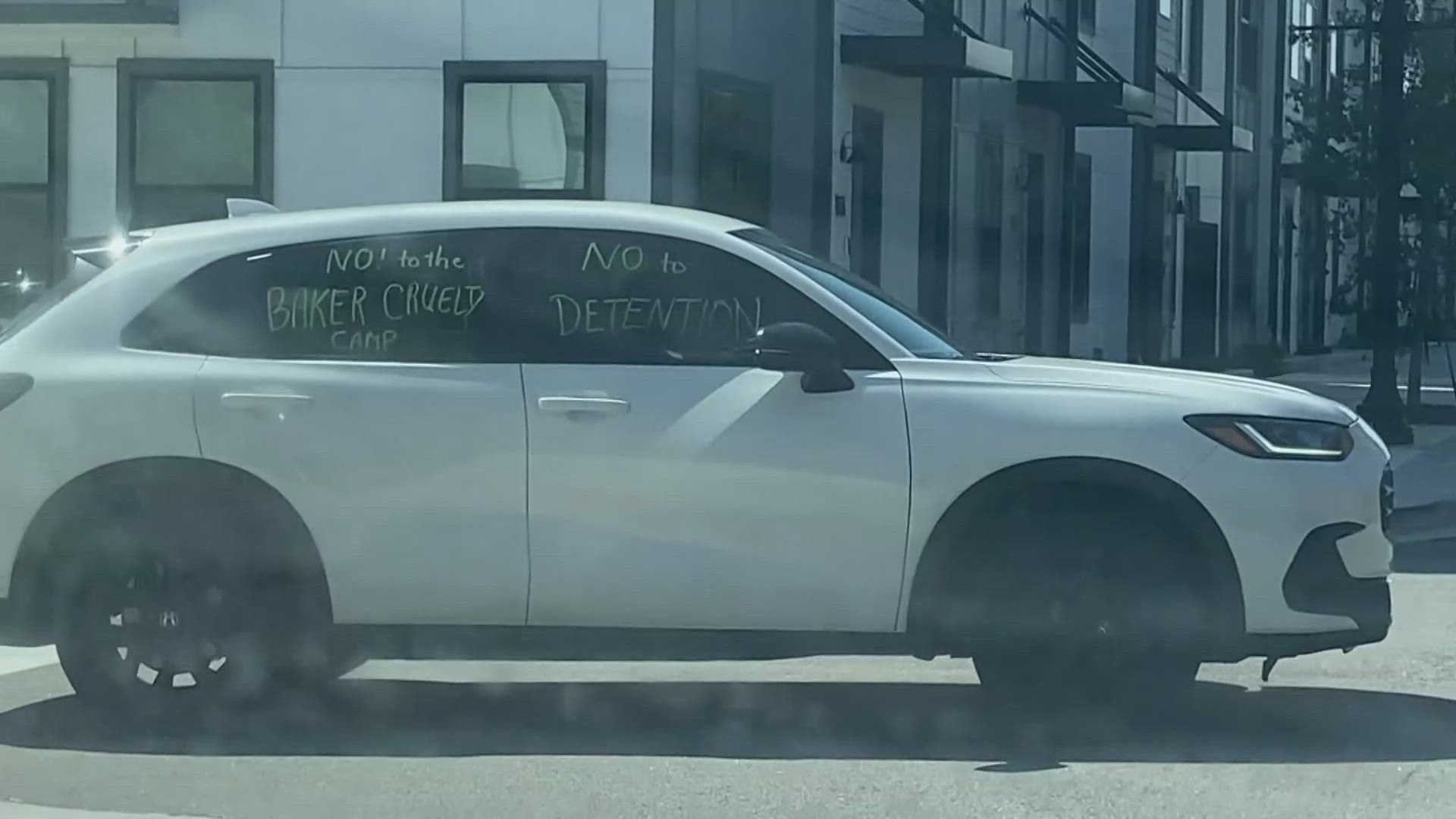 Dozens of cars drove from Downtown Jacksonville to "Deportation Depot" on Saturday in an effort to send a message to lawmakers and protest against the facility.
