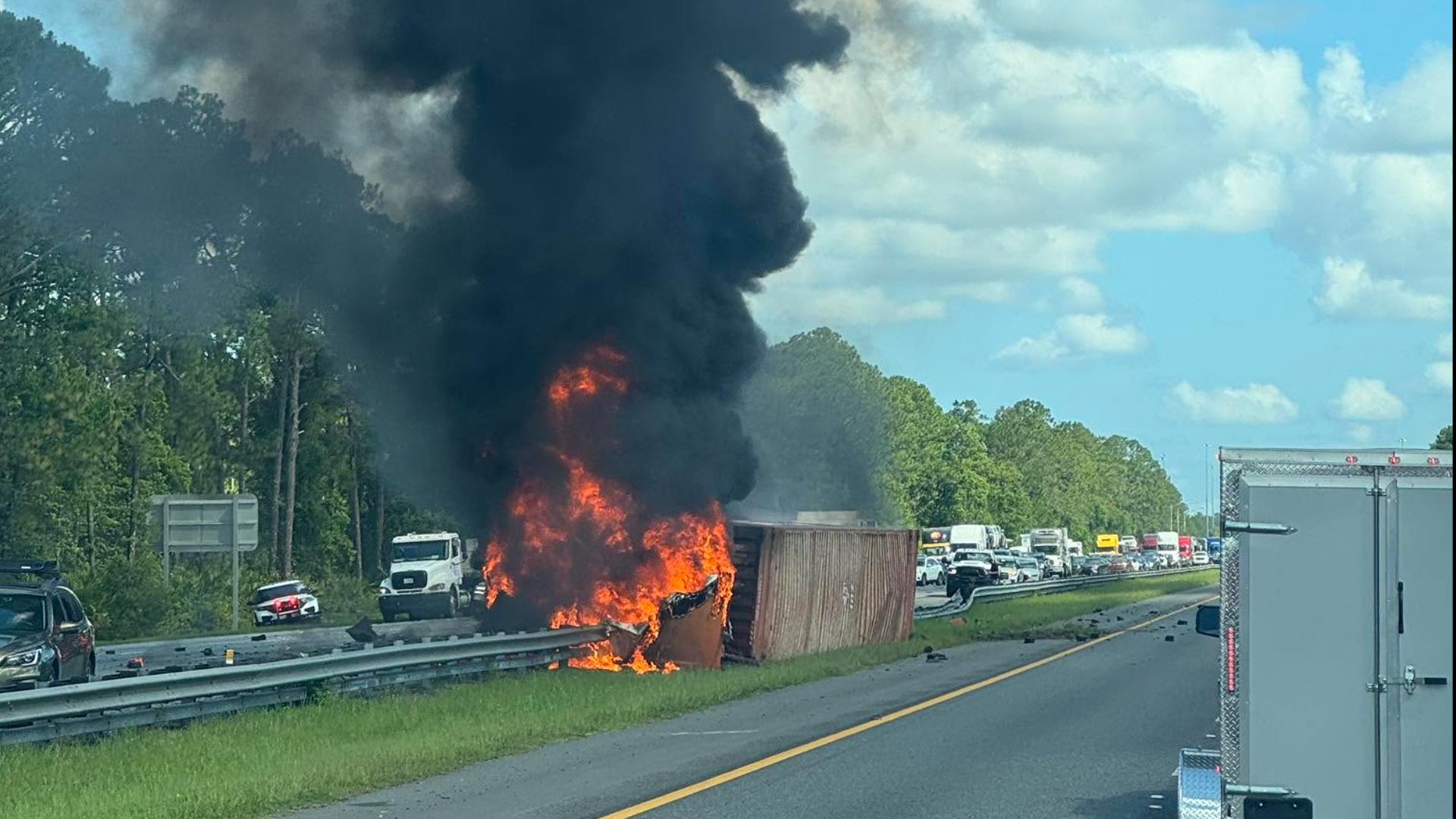 Jacksonville man suffers critical injuries in fiery semi-truck